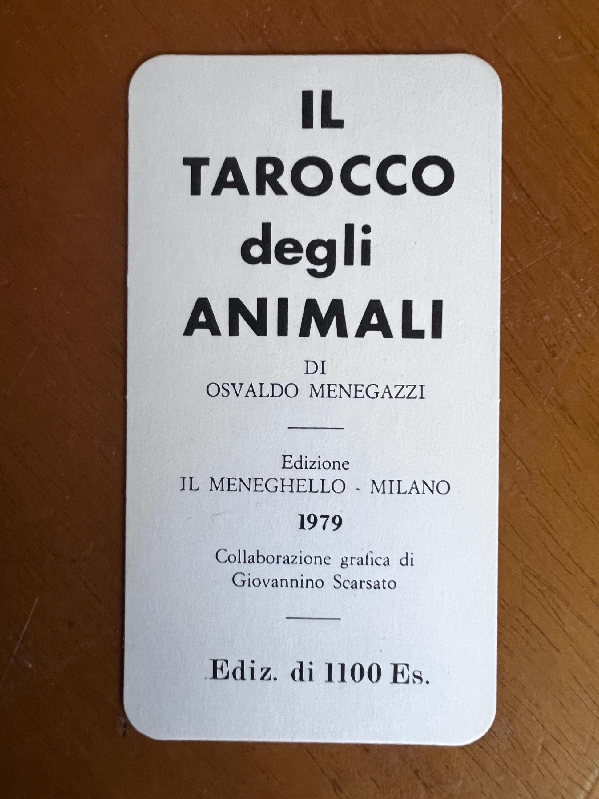 The Tarot Of Animals – Il Meneghello 1979 – Osvaldo Menegazzi – Ed. Lim. - Vintage rare The Tarocco degli Animali