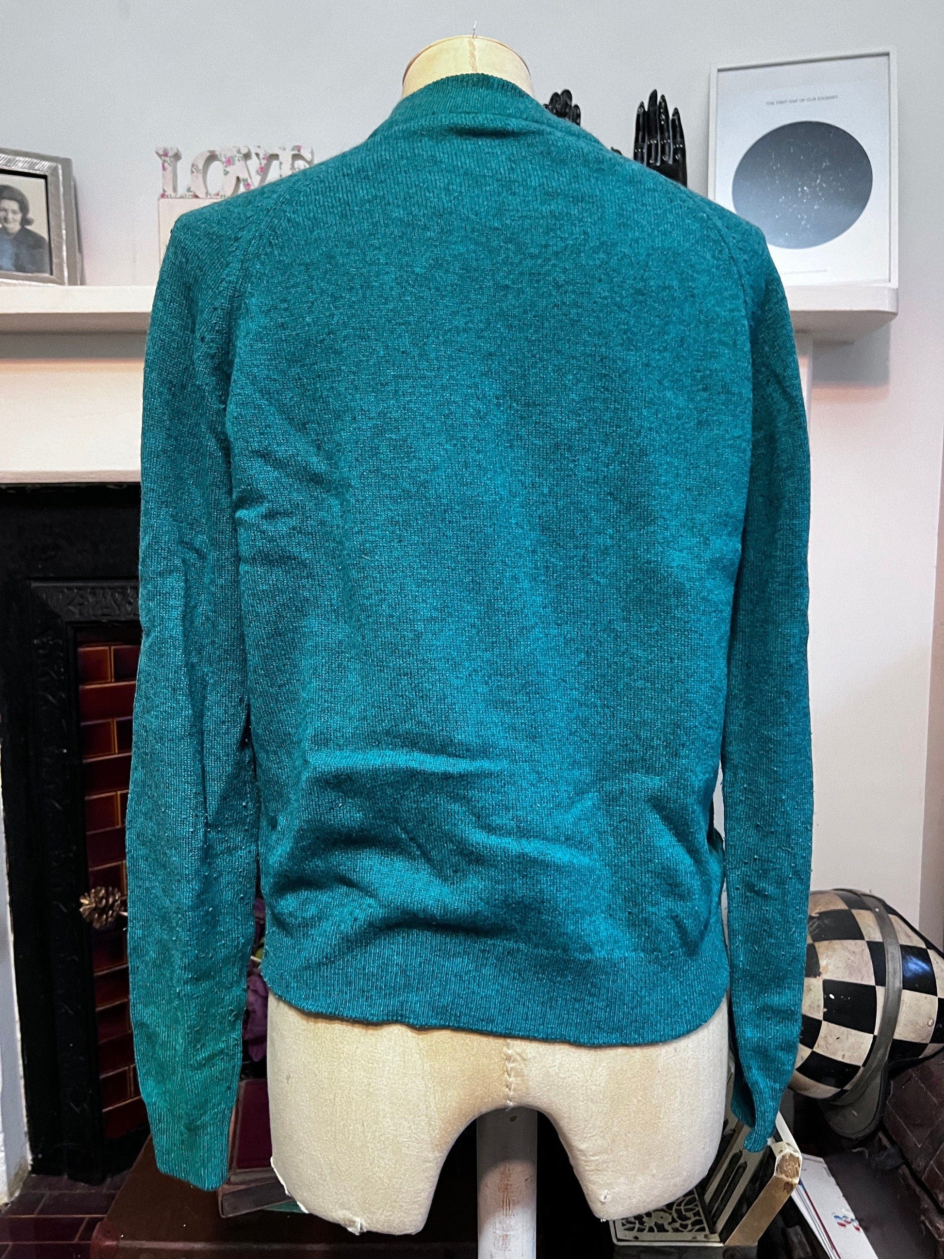 Vintage teal jumper acrylic mix jumper blue green jumper, teal vintage knitwear, vintage pullover, vintage jumper, 1950s, vintage knitwear