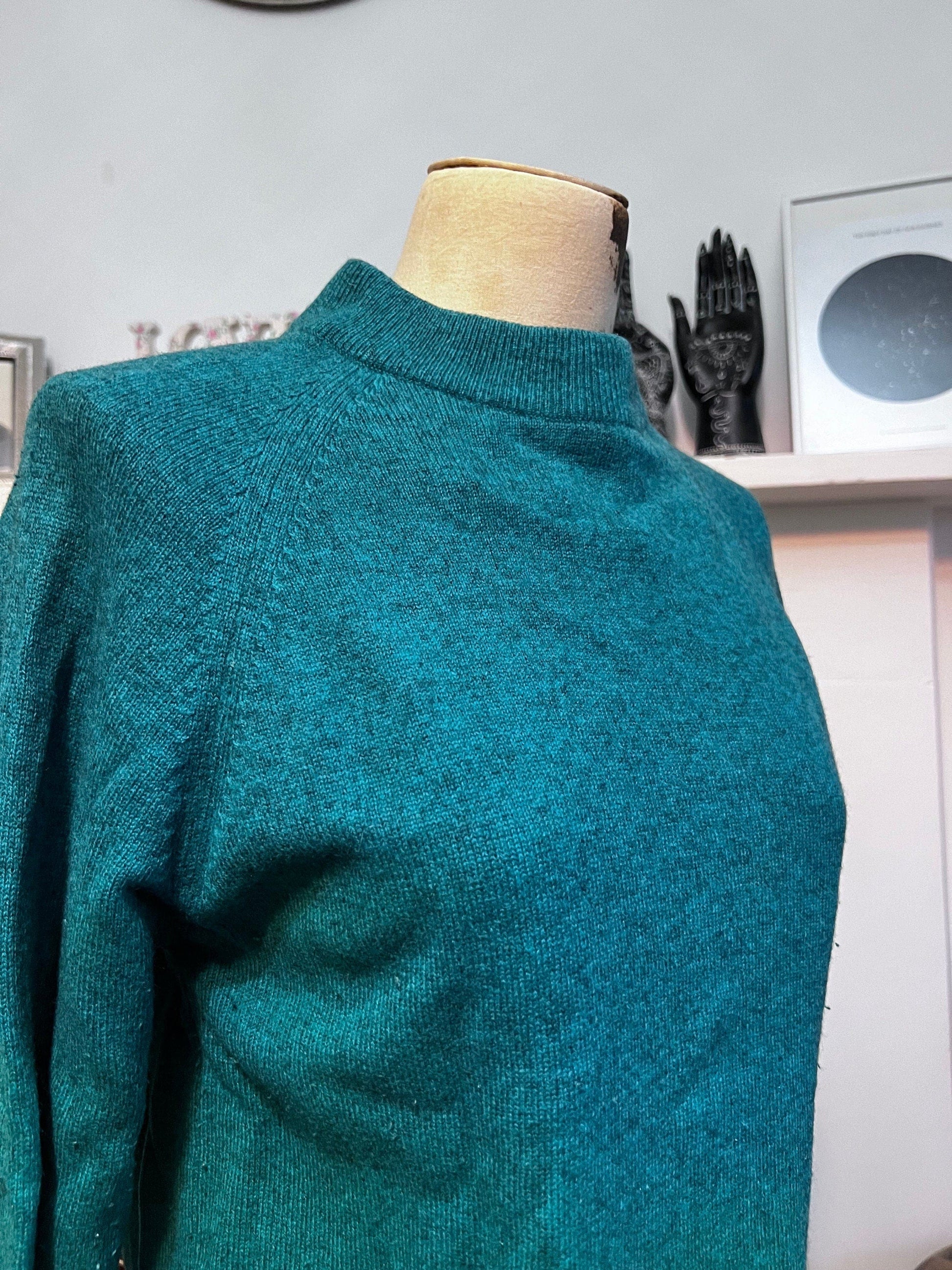 Vintage teal jumper acrylic mix jumper blue green jumper, teal vintage knitwear, vintage pullover, vintage jumper, 1950s, vintage knitwear