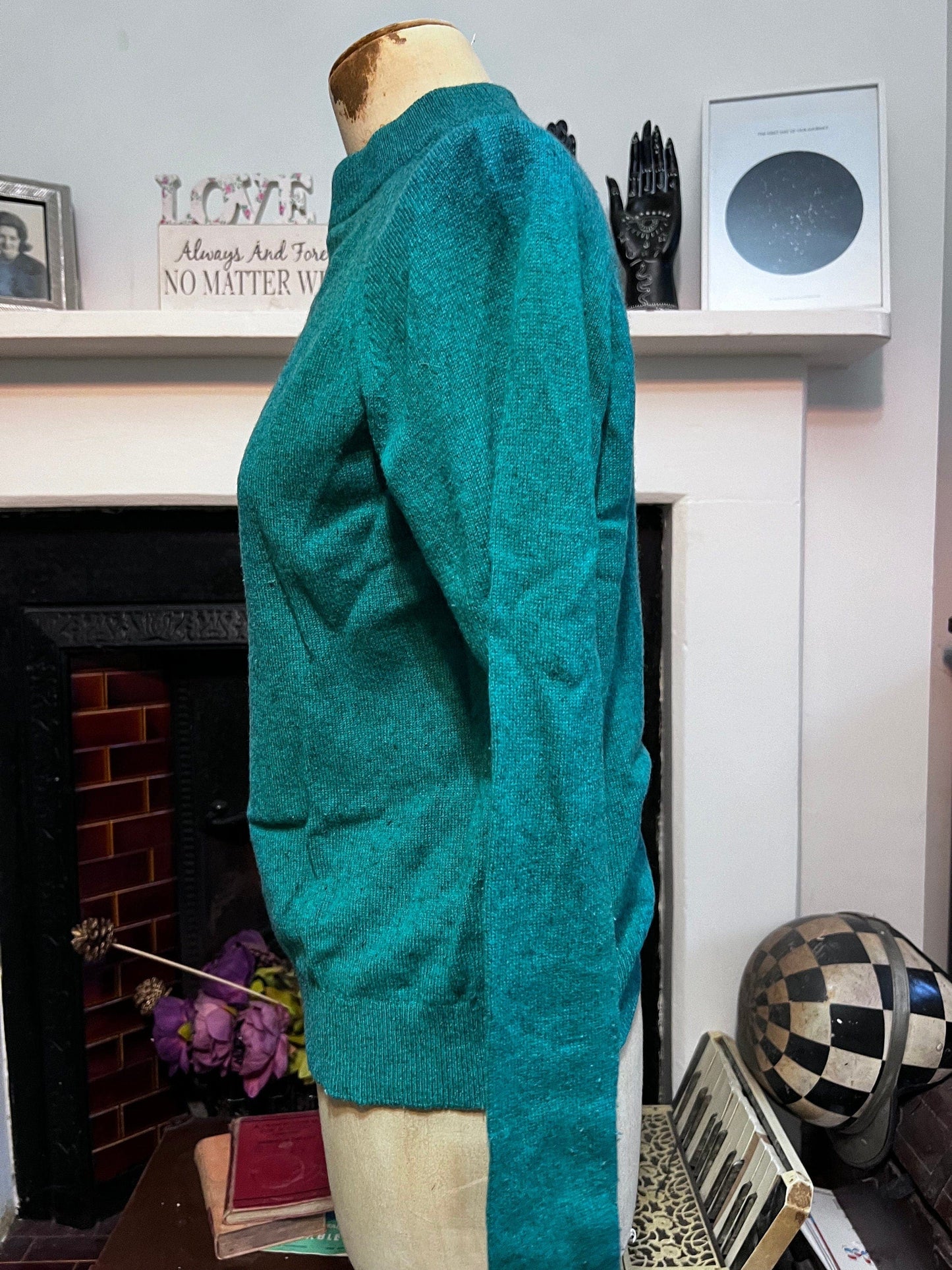 Vintage teal jumper acrylic mix jumper blue green jumper, teal vintage knitwear, vintage pullover, vintage jumper, 1950s, vintage knitwear