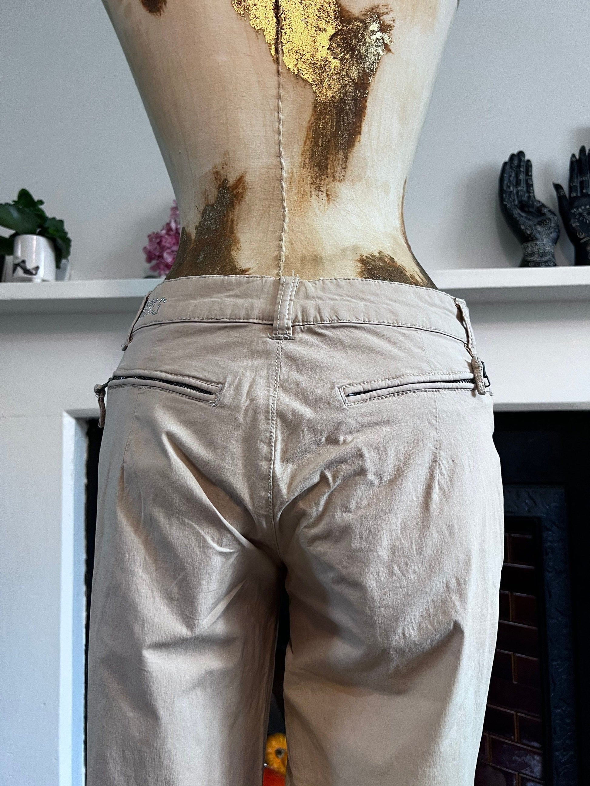 Vintage Calvin Klein Cargo Trousers - Zip Pockets and Ankle Zip - Beige Cargo Trousers