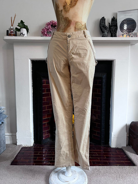 Vintage Calvin Klein Cargo Trousers - Zip Pockets and Ankle Zip - Beige Cargo Trousers