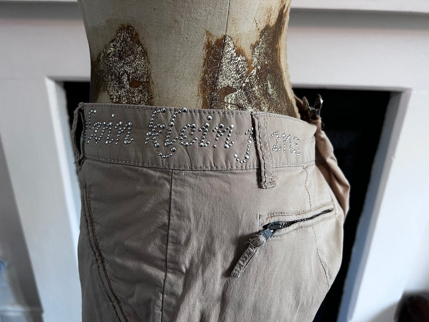 Vintage Calvin Klein Cargo Trousers - Zip Pockets and Ankle Zip - Beige Cargo Trousers