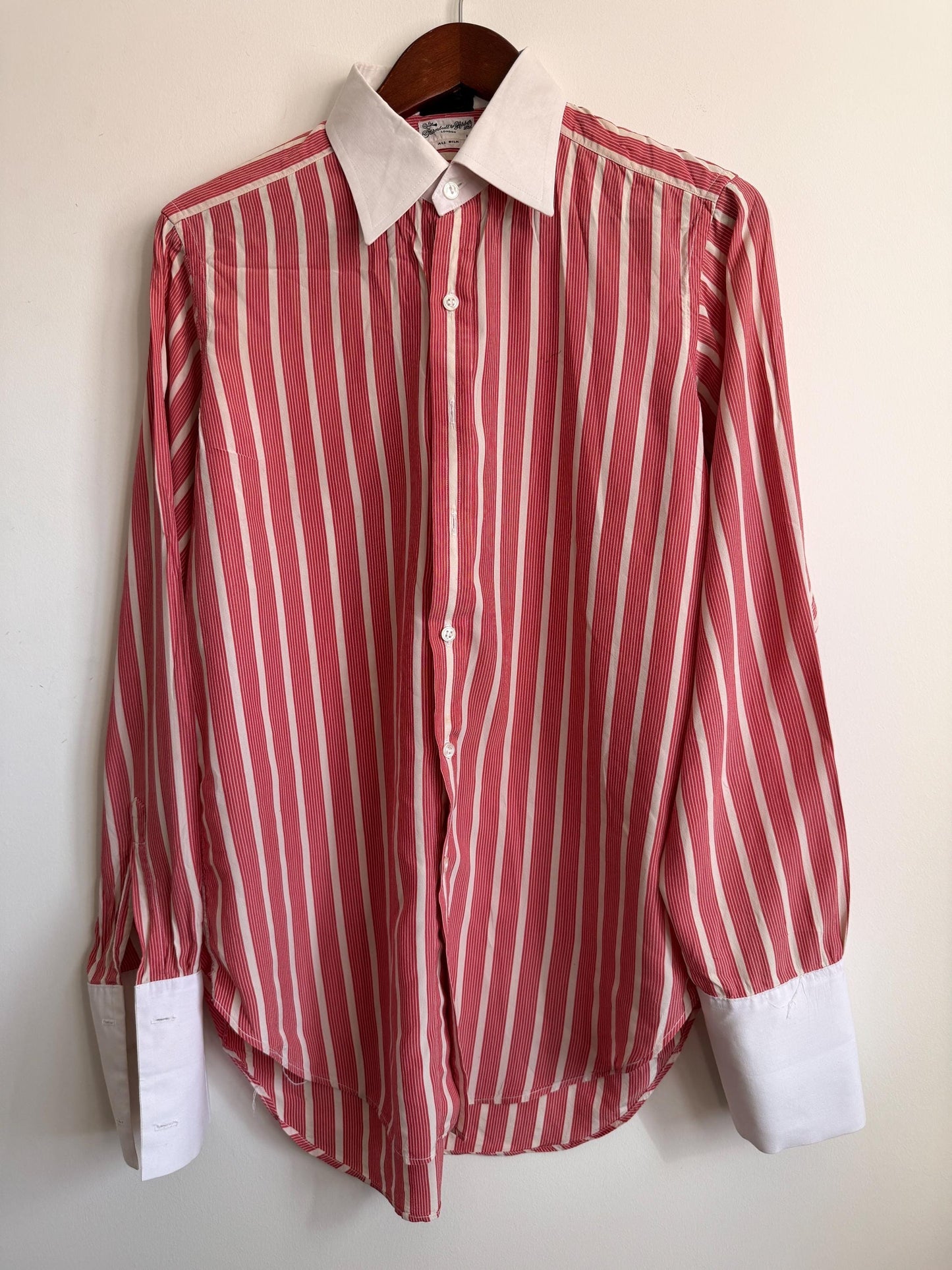 Vintage Turnbull & Asser Silk Bengal Stripe Dress Shirt – London Made, Collar 16