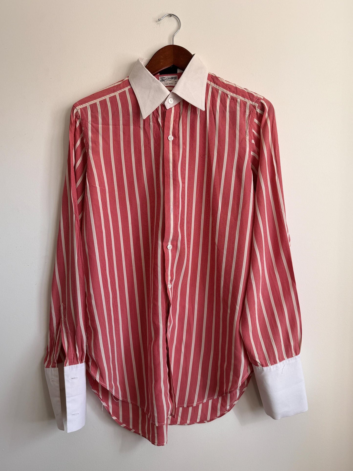 Vintage Turnbull & Asser Silk Bengal Stripe Dress Shirt – London Made, Collar 16