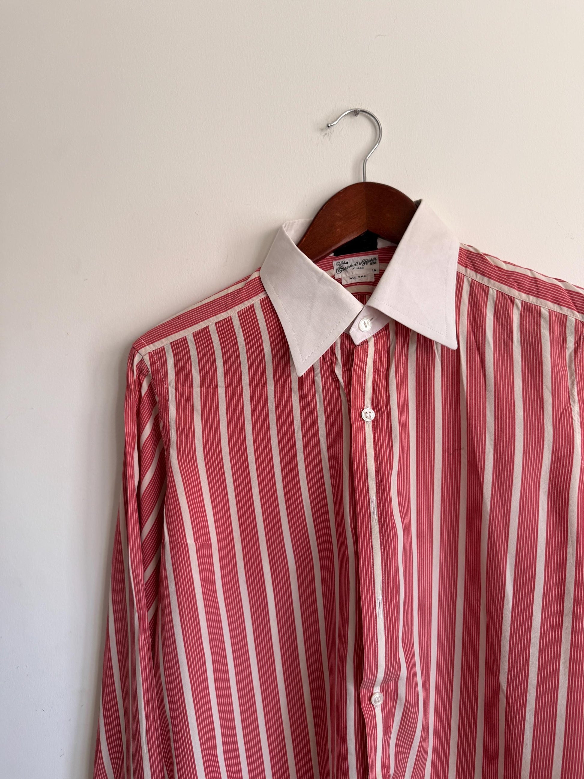 Vintage Turnbull & Asser Silk Bengal Stripe Dress Shirt – London Made, Collar 16