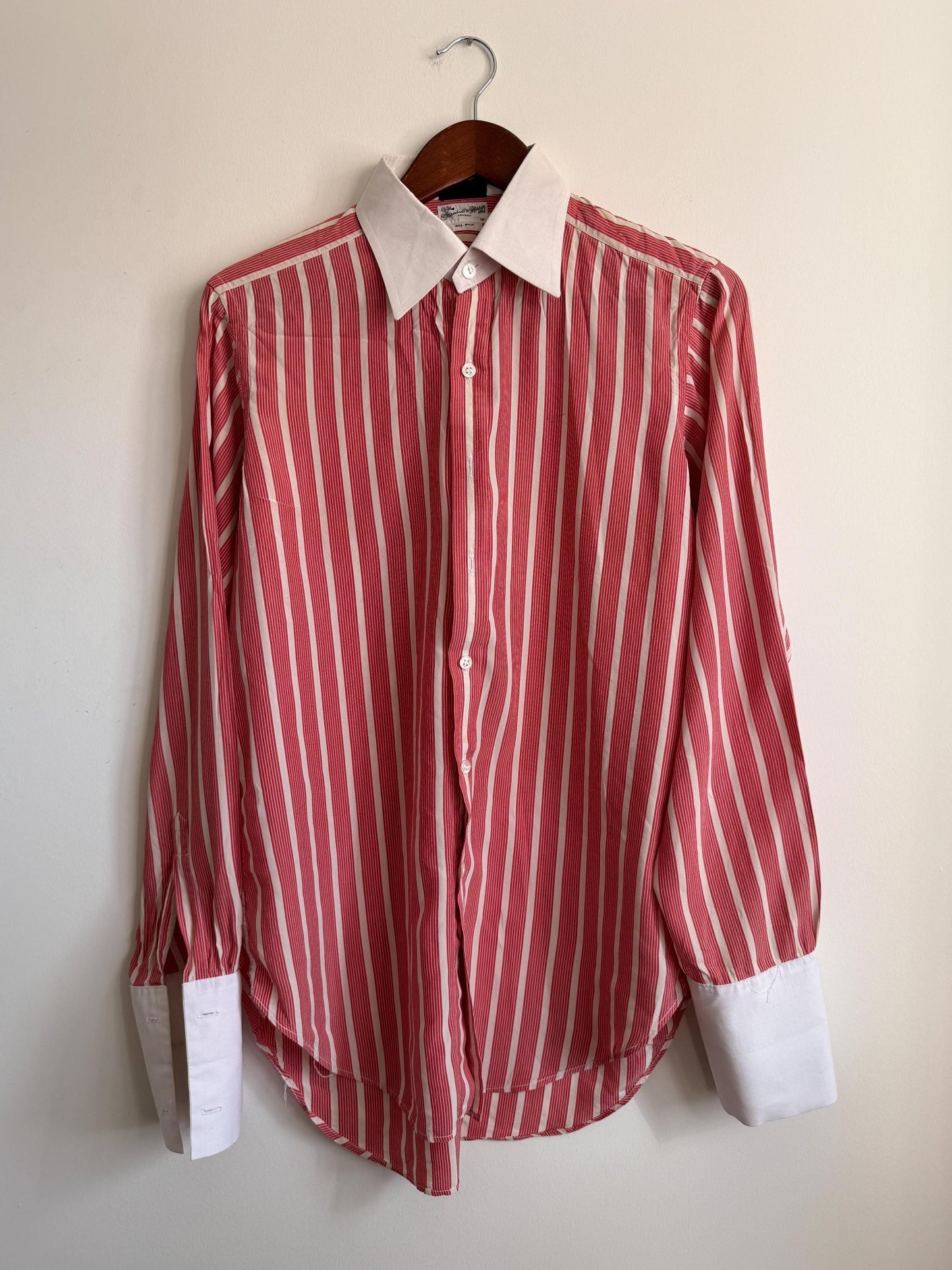 Vintage Turnbull & Asser Silk Bengal Stripe Dress Shirt – London Made, Collar 16