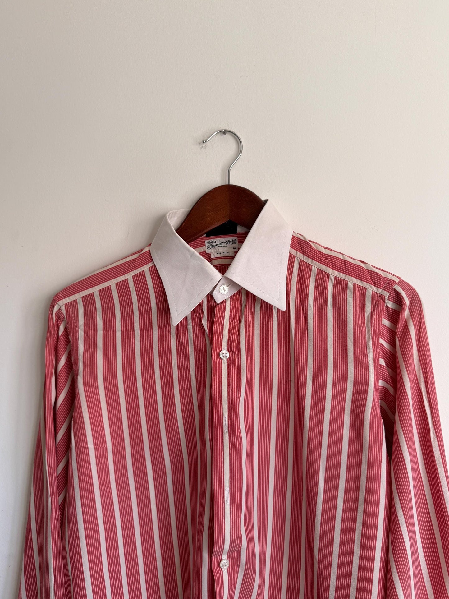 Vintage Turnbull & Asser Silk Bengal Stripe Dress Shirt – London Made, Collar 16
