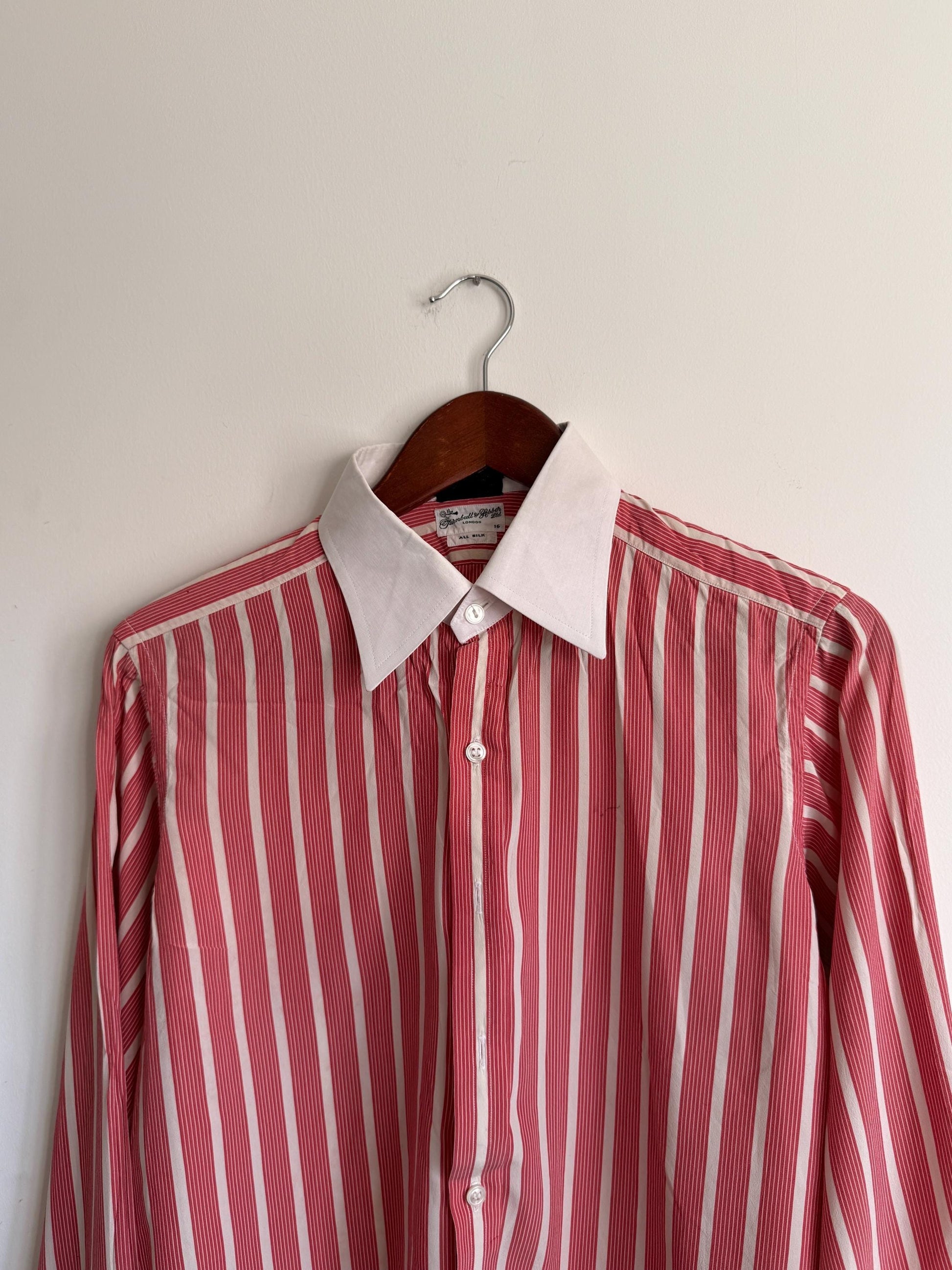 Vintage Turnbull & Asser Silk Bengal Stripe Dress Shirt – London Made, Collar 16