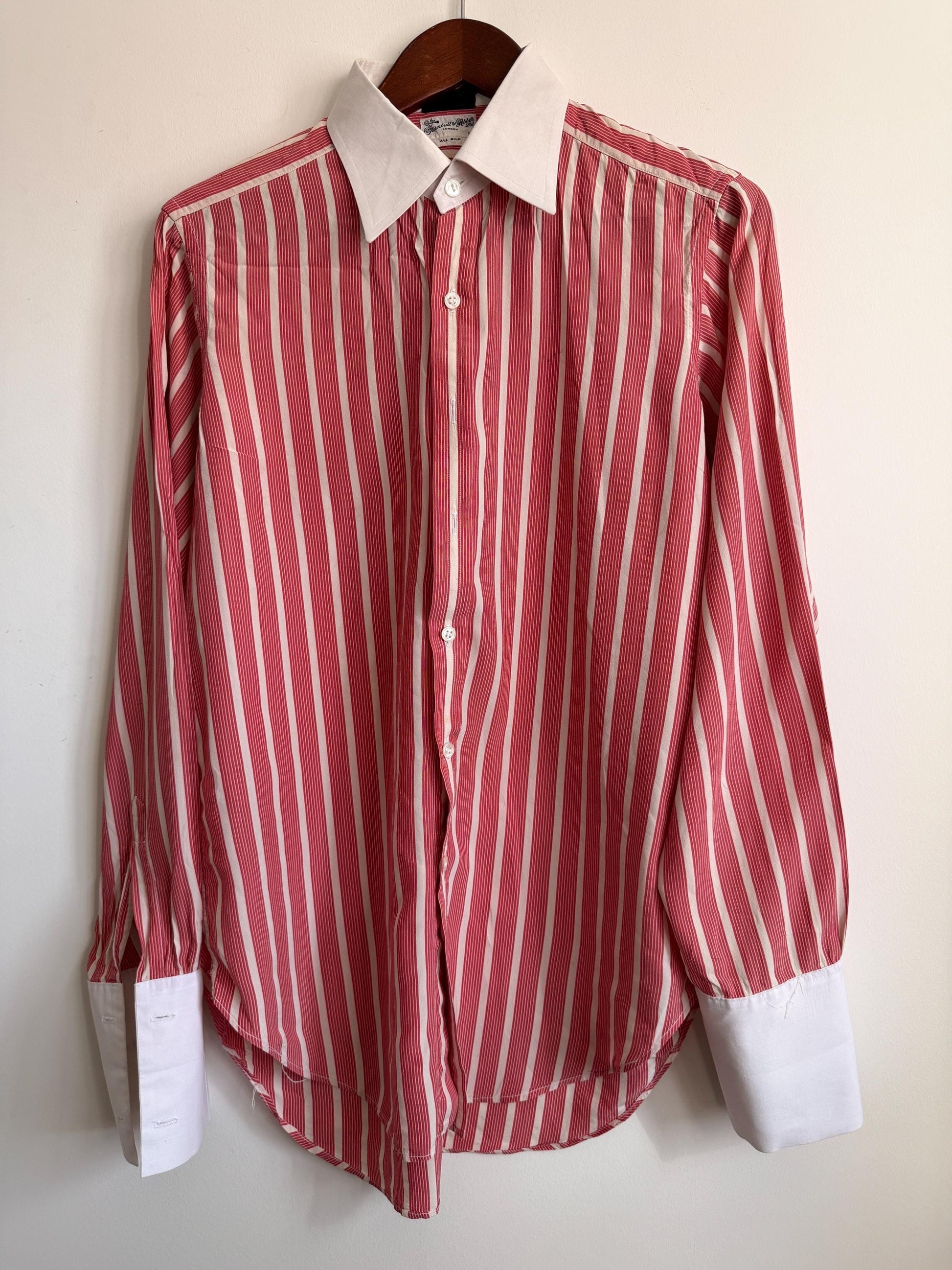 Vintage Turnbull & Asser Silk Bengal Stripe Dress Shirt – London Made, Collar 16