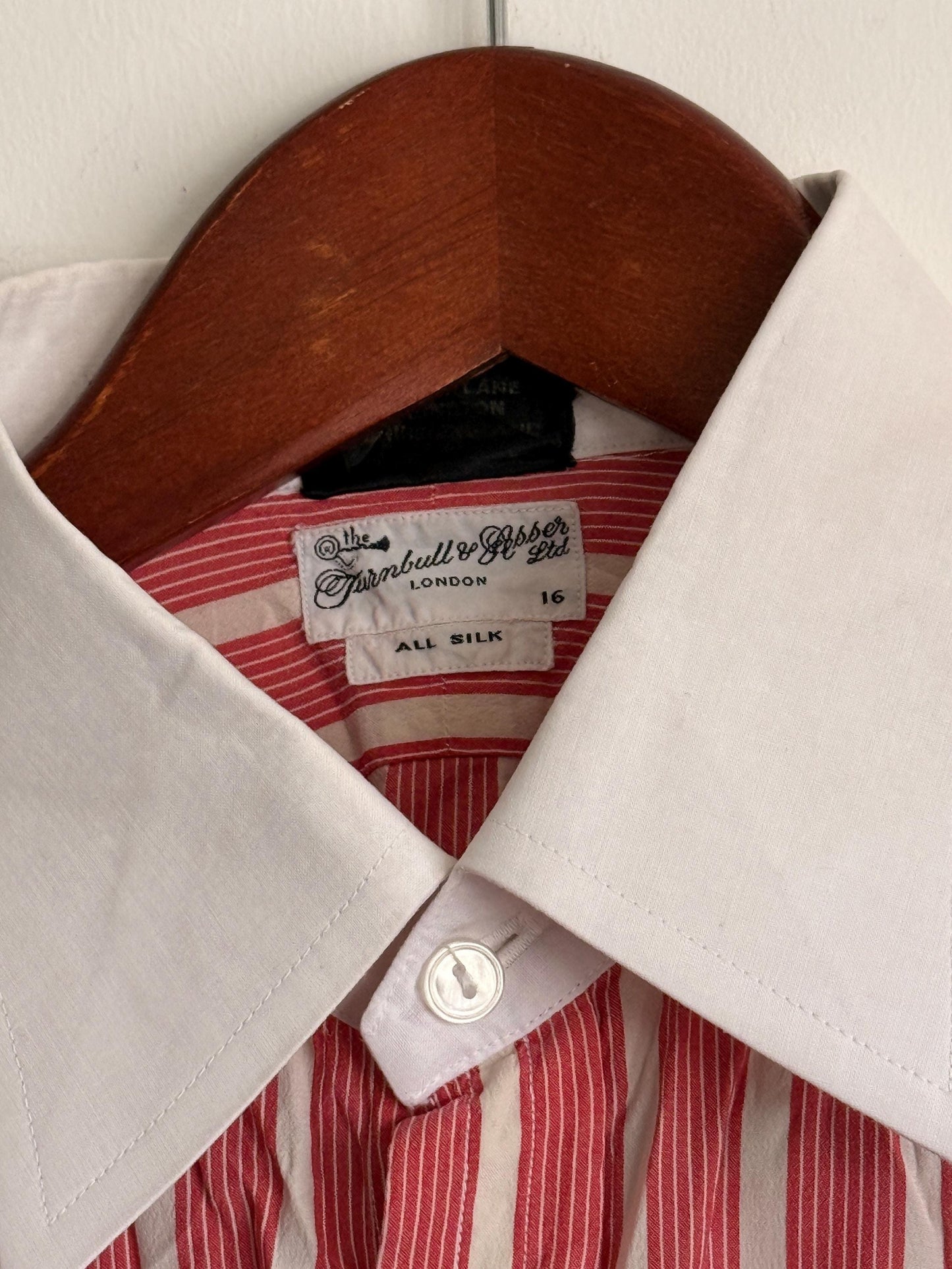 Vintage Turnbull & Asser Silk Bengal Stripe Dress Shirt – London Made, Collar 16