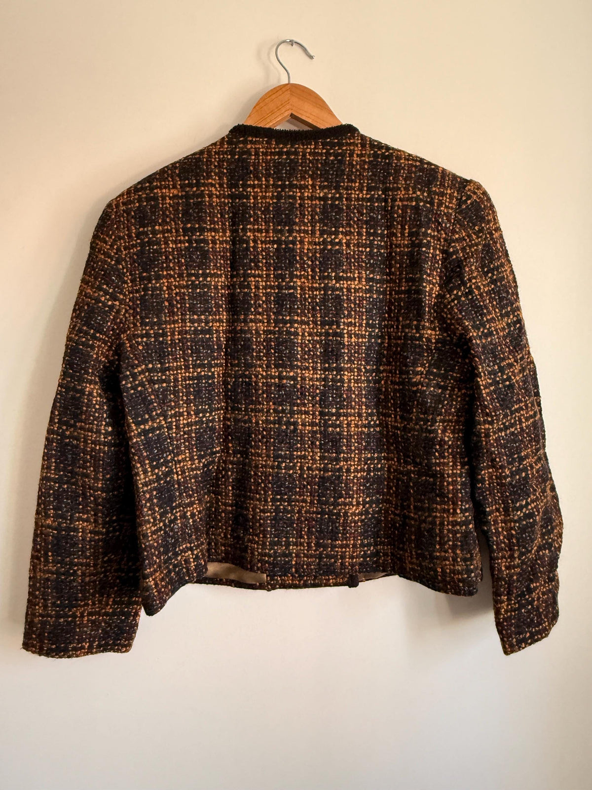 Vintage Tweed Jacket | Gold Button Blazer | Chanel Inspired Cropped Jacket | Smart Tailored Jacket | Classic Vintage Womenswear