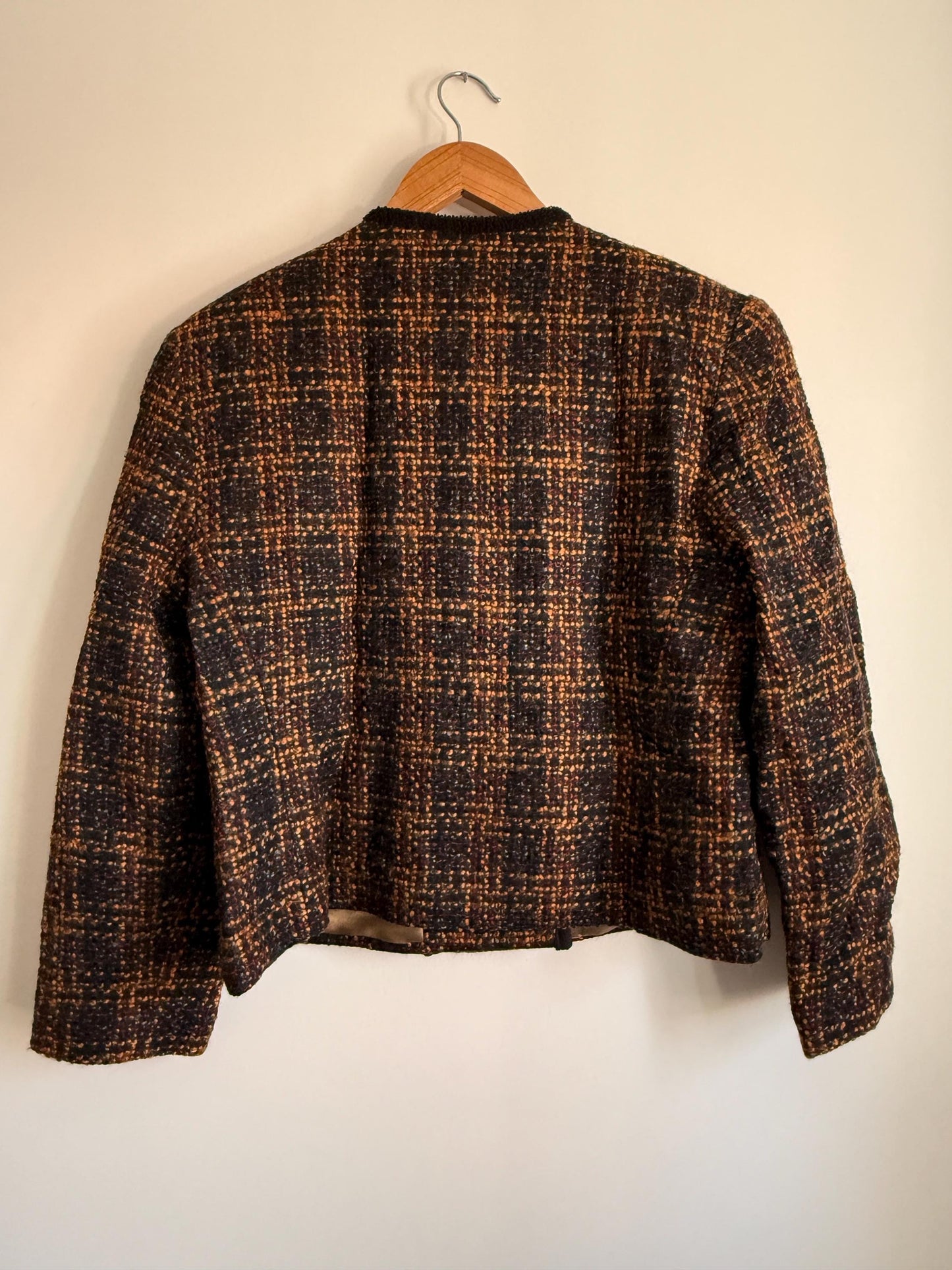 Vintage Tweed Jacket | Gold Button Blazer | Chanel Inspired Cropped Jacket | Smart Tailored Jacket | Classic Vintage Womenswear