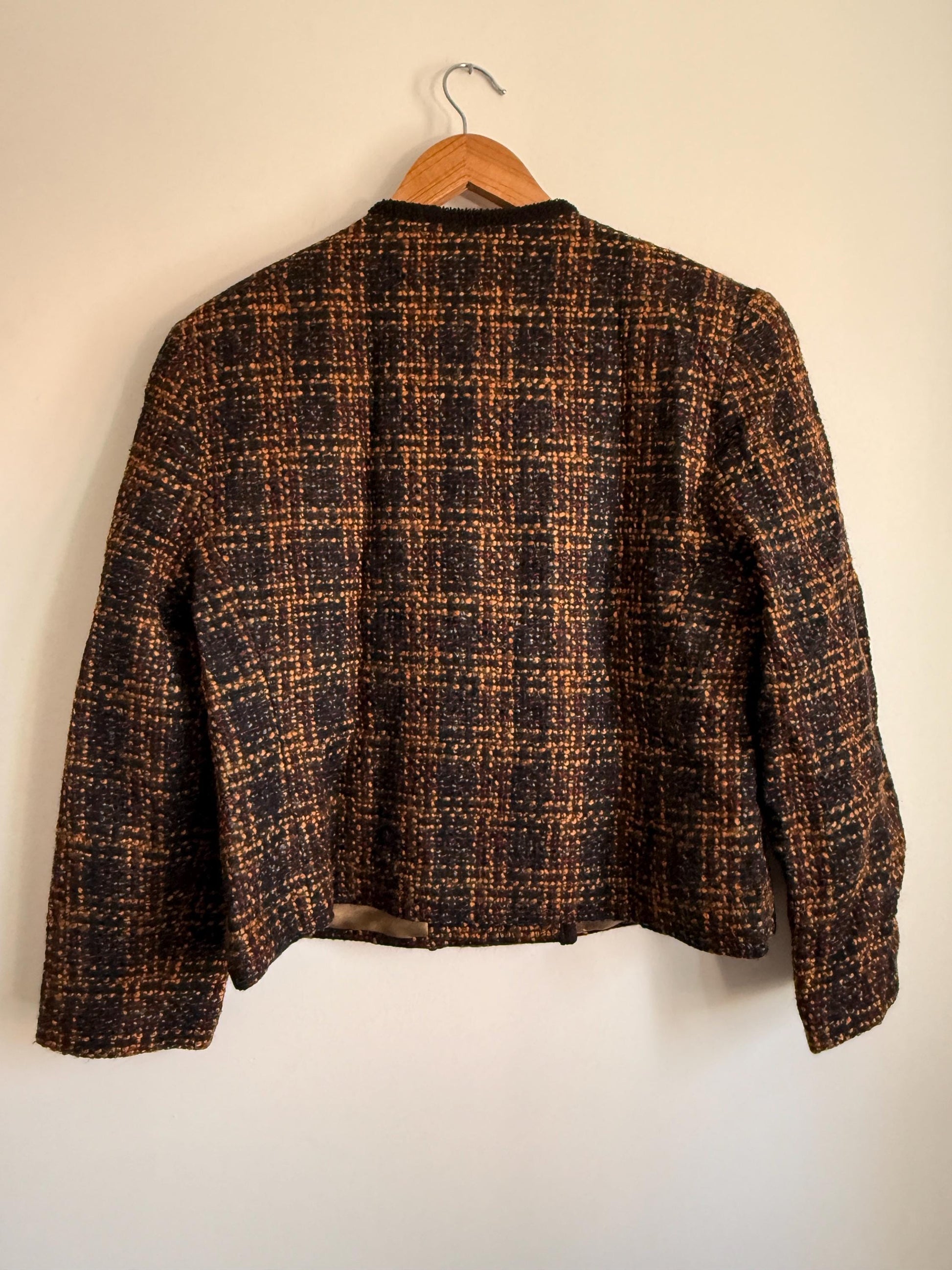 Vintage Tweed Jacket | Gold Button Blazer | Chanel Inspired Cropped Jacket | Smart Tailored Jacket | Classic Vintage Womenswear
