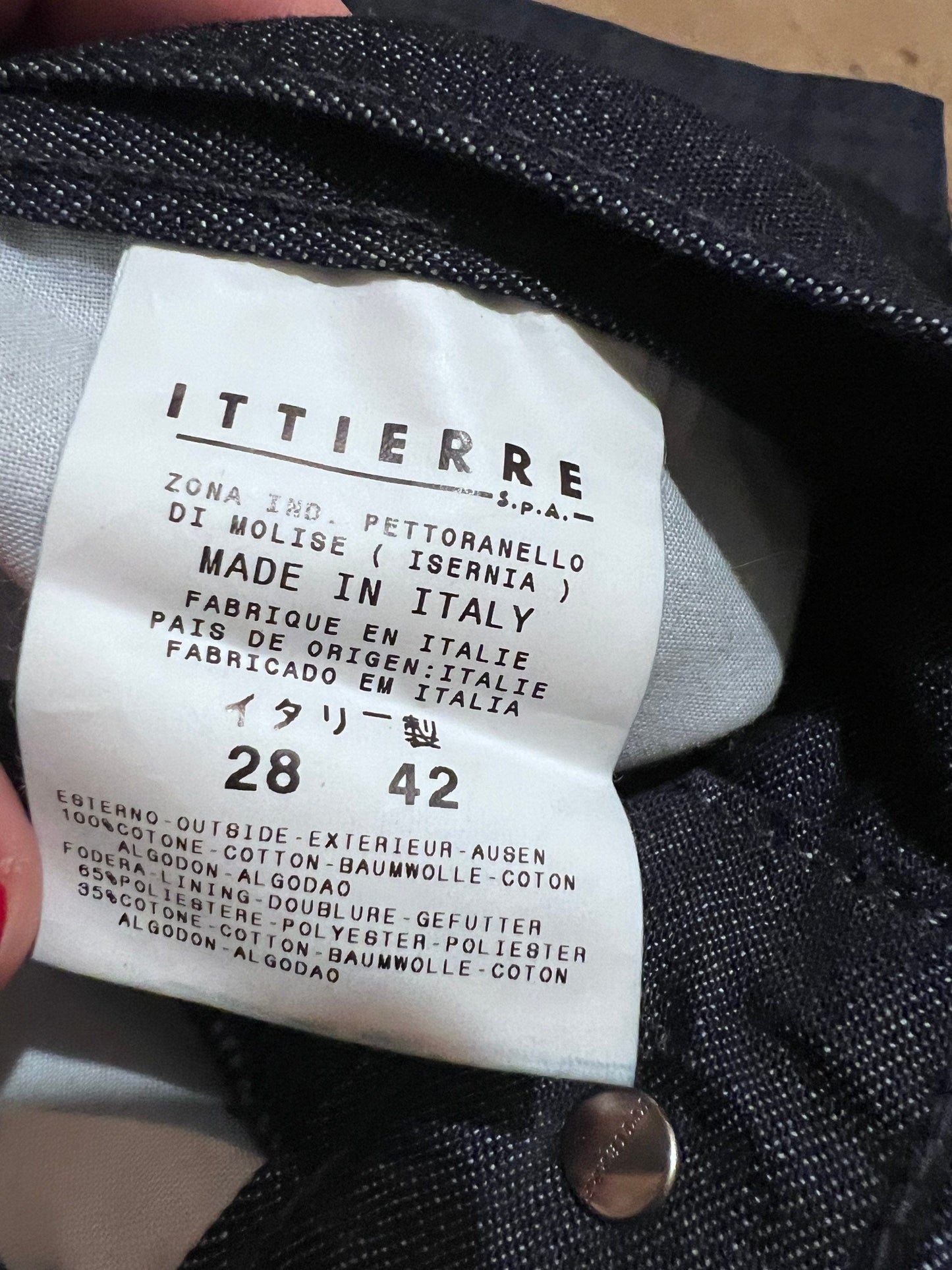 Vintage Versace Jeans Signature Couture Jeans in dark blue over-dye denim and turquoise green rhinestone to back pockets UK8-10 - Unworn