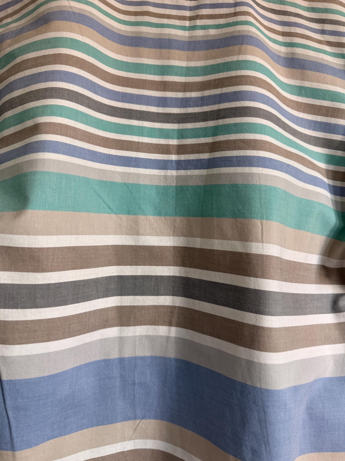 Vintage Weber Pastel Striped Cotton Blouse UK 10-12 | 80s Mint Green & Blue Button Front Shirt | Summer Cottagecore Retro Top