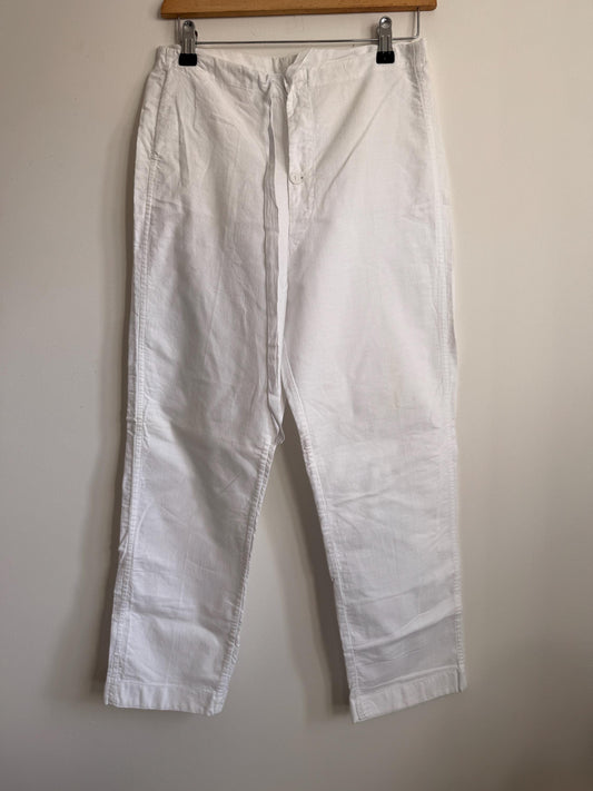 Vintage White Cotton Naval Style Work Trousers | British Maritime Utility Pants | Button Fly Cotton Drill Trousers | Sailor Workwear Unisex