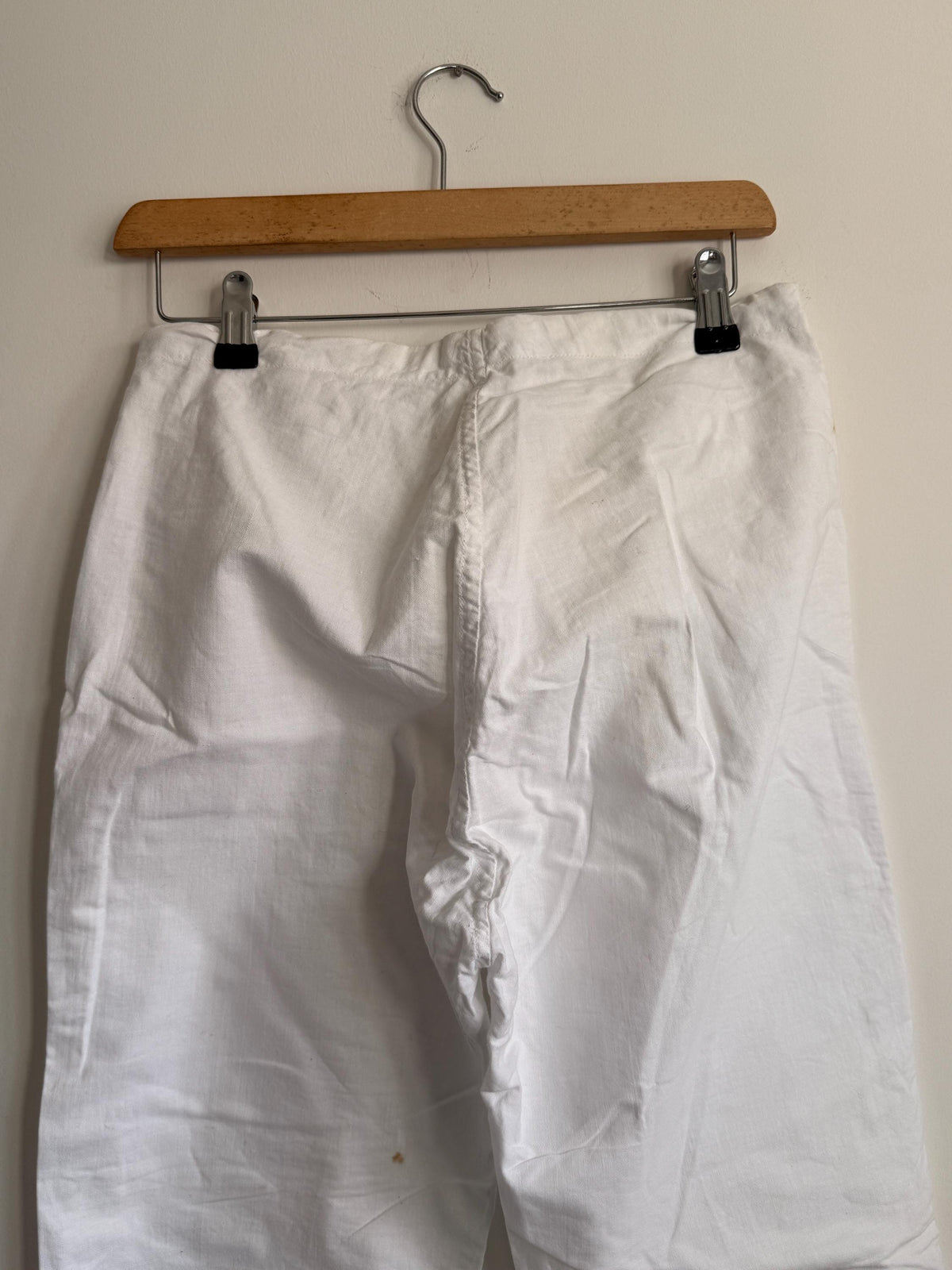 Vintage White Cotton Naval Style Work Trousers | British Maritime Utility Pants | Button Fly Cotton Drill Trousers | Sailor Workwear Unisex