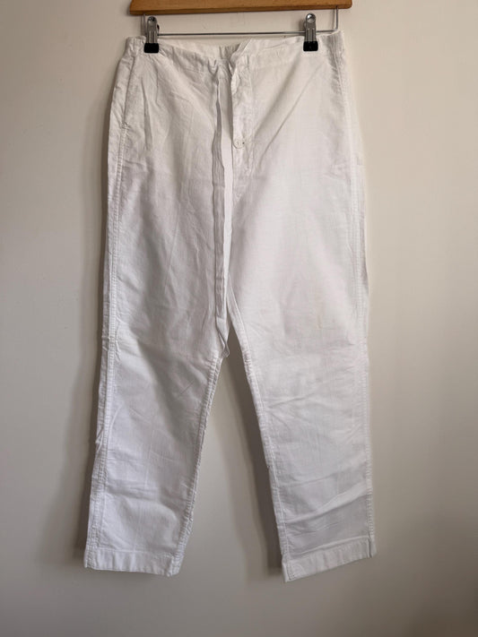 Vintage White Cotton Naval Style Work Trousers | British Maritime Utility Pants | Button Fly Cotton Drill Trousers | Sailor Workwear Unisex