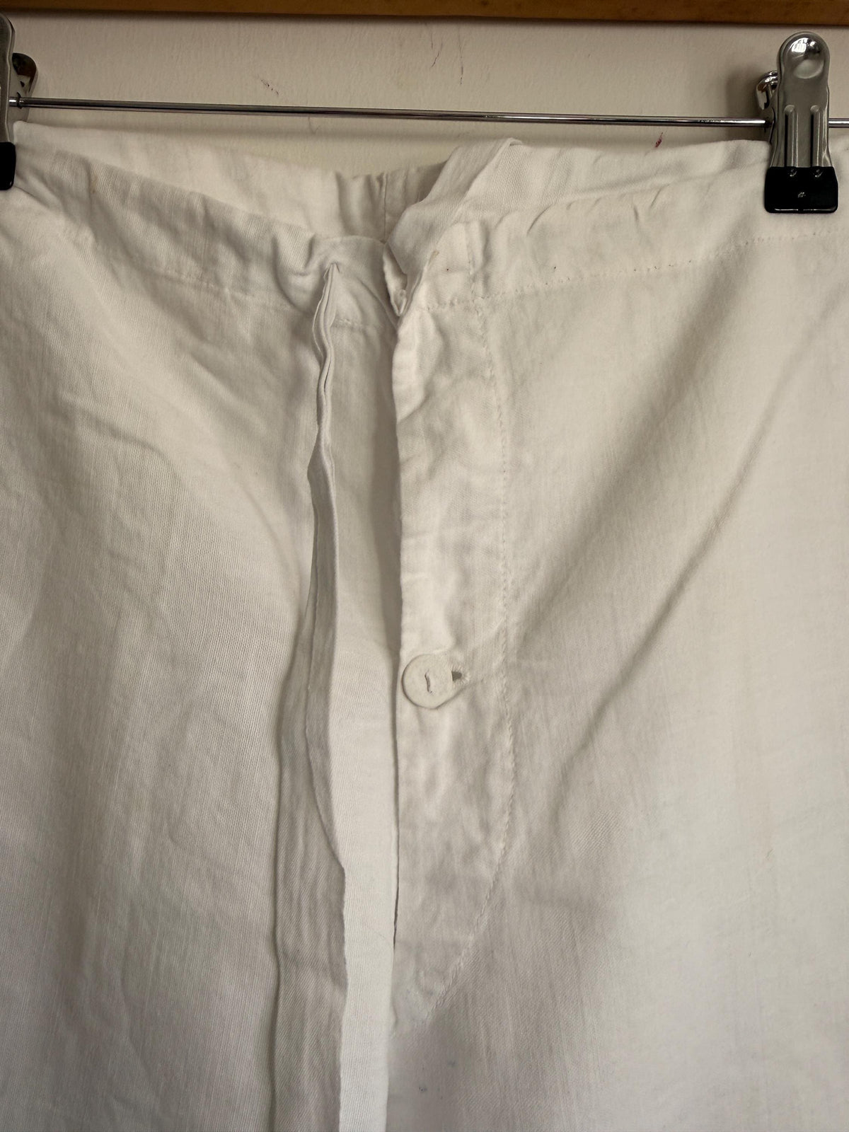 Vintage White Cotton Naval Style Work Trousers | British Maritime Utility Pants | Button Fly Cotton Drill Trousers | Sailor Workwear Unisex