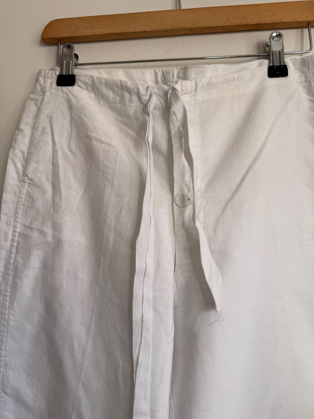 Vintage White Cotton Naval Style Work Trousers | British Maritime Utility Pants | Button Fly Cotton Drill Trousers | Sailor Workwear Unisex