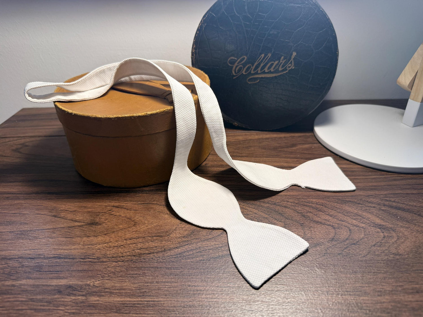Vintage White Marcella Cotton Bow Tie | Self Tie Evening Bow Tie | White Tie Formalwear | Traditional Menswear