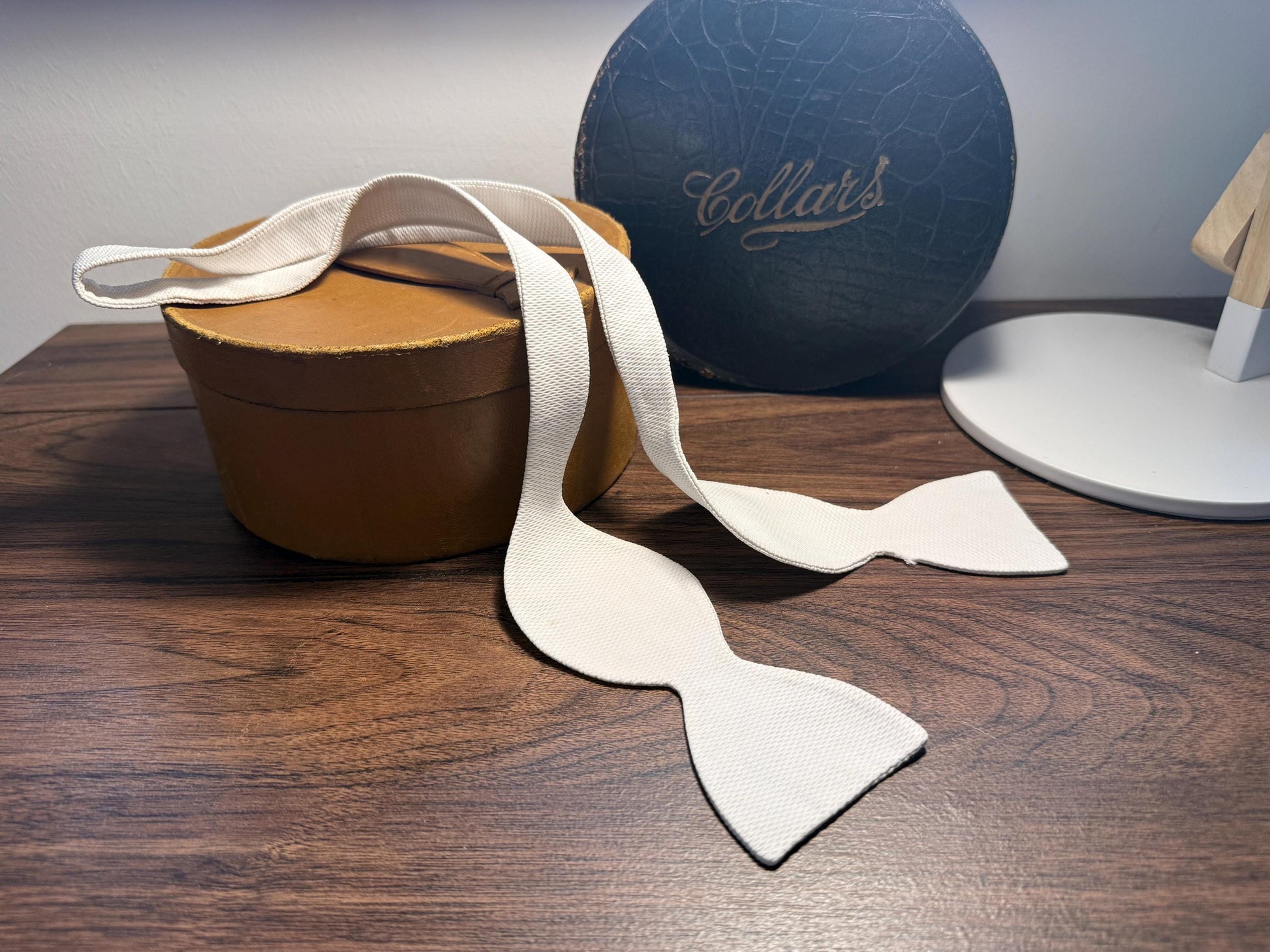Vintage White Marcella Cotton Bow Tie | Self Tie Evening Bow Tie | White Tie Formalwear | Traditional Menswear