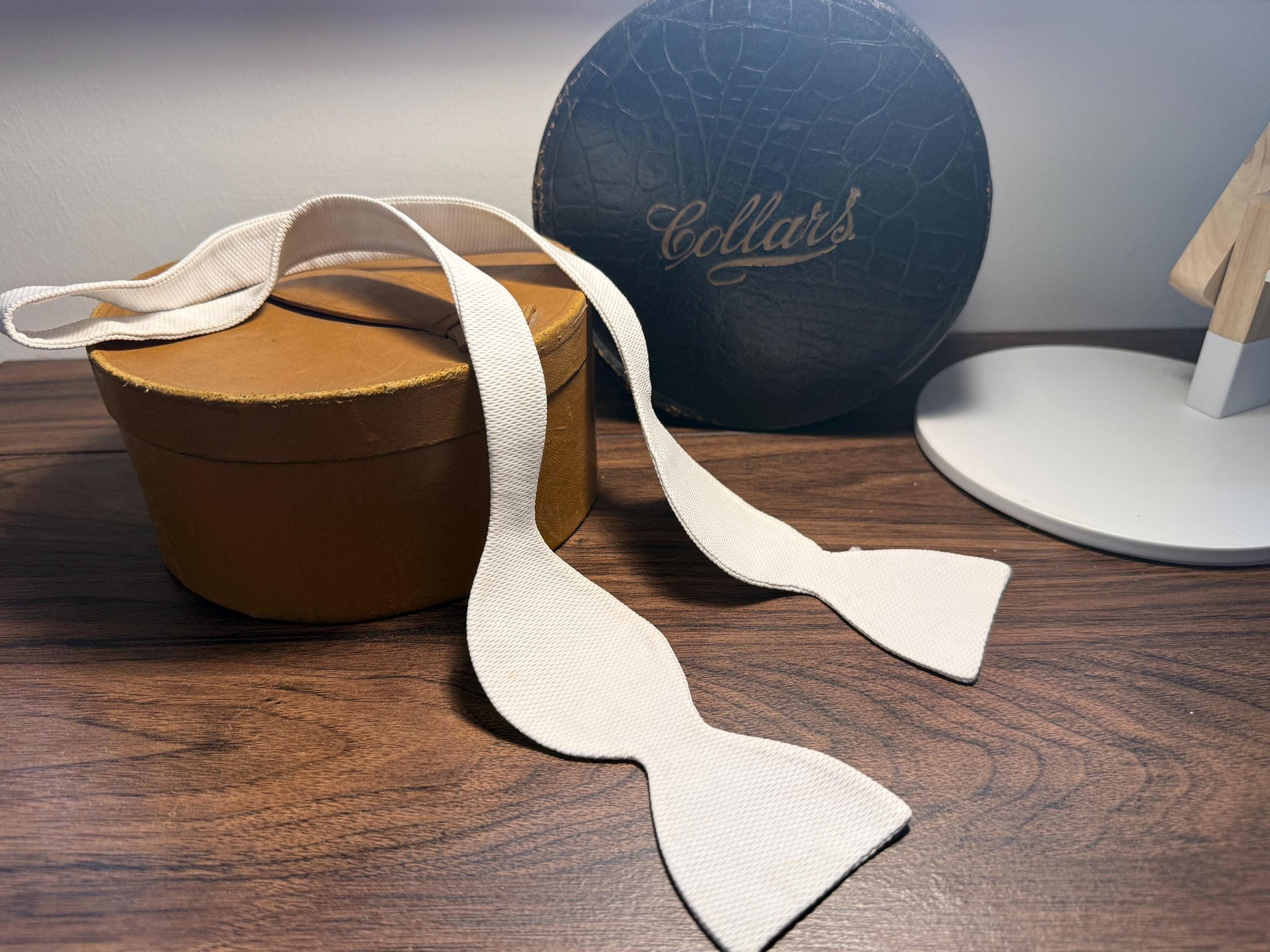 Vintage White Marcella Cotton Bow Tie | Self Tie Evening Bow Tie | White Tie Formalwear | Traditional Menswear