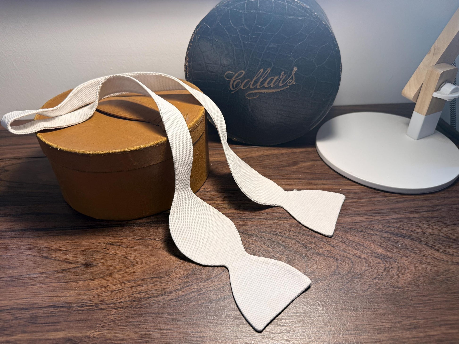 Vintage White Marcella Cotton Bow Tie | Self Tie Evening Bow Tie | White Tie Formalwear | Traditional Menswear