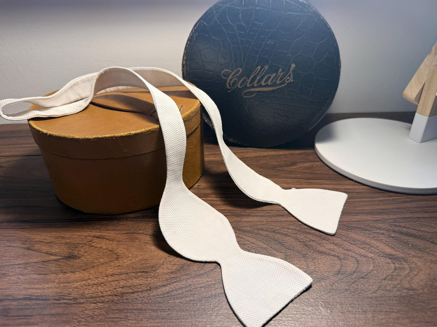 Vintage White Marcella Cotton Bow Tie | Self Tie Evening Bow Tie | White Tie Formalwear | Traditional Menswear
