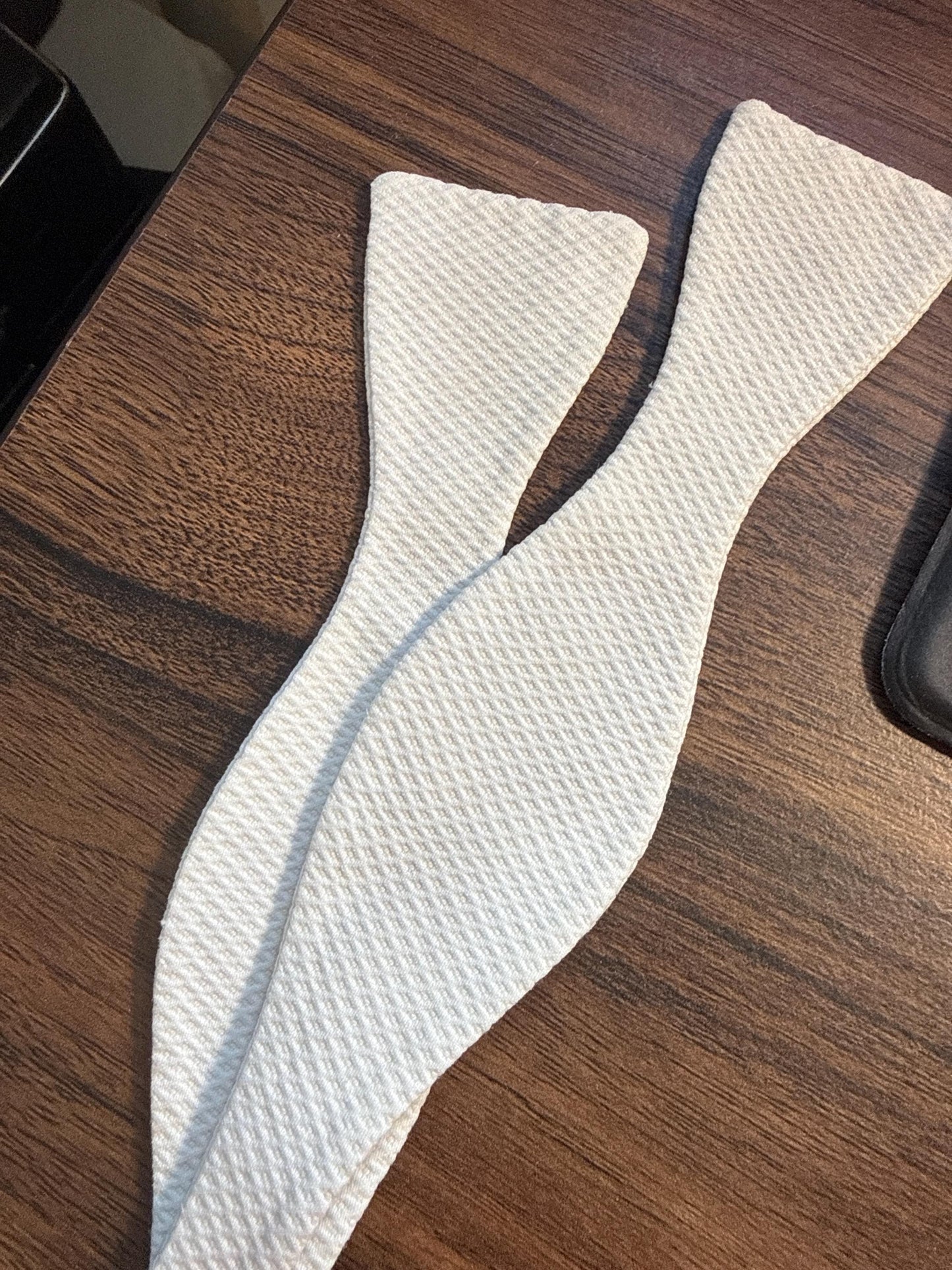 Vintage White Marcella Cotton Self-Tie Bow Tie | Piqué Weave Formalwear