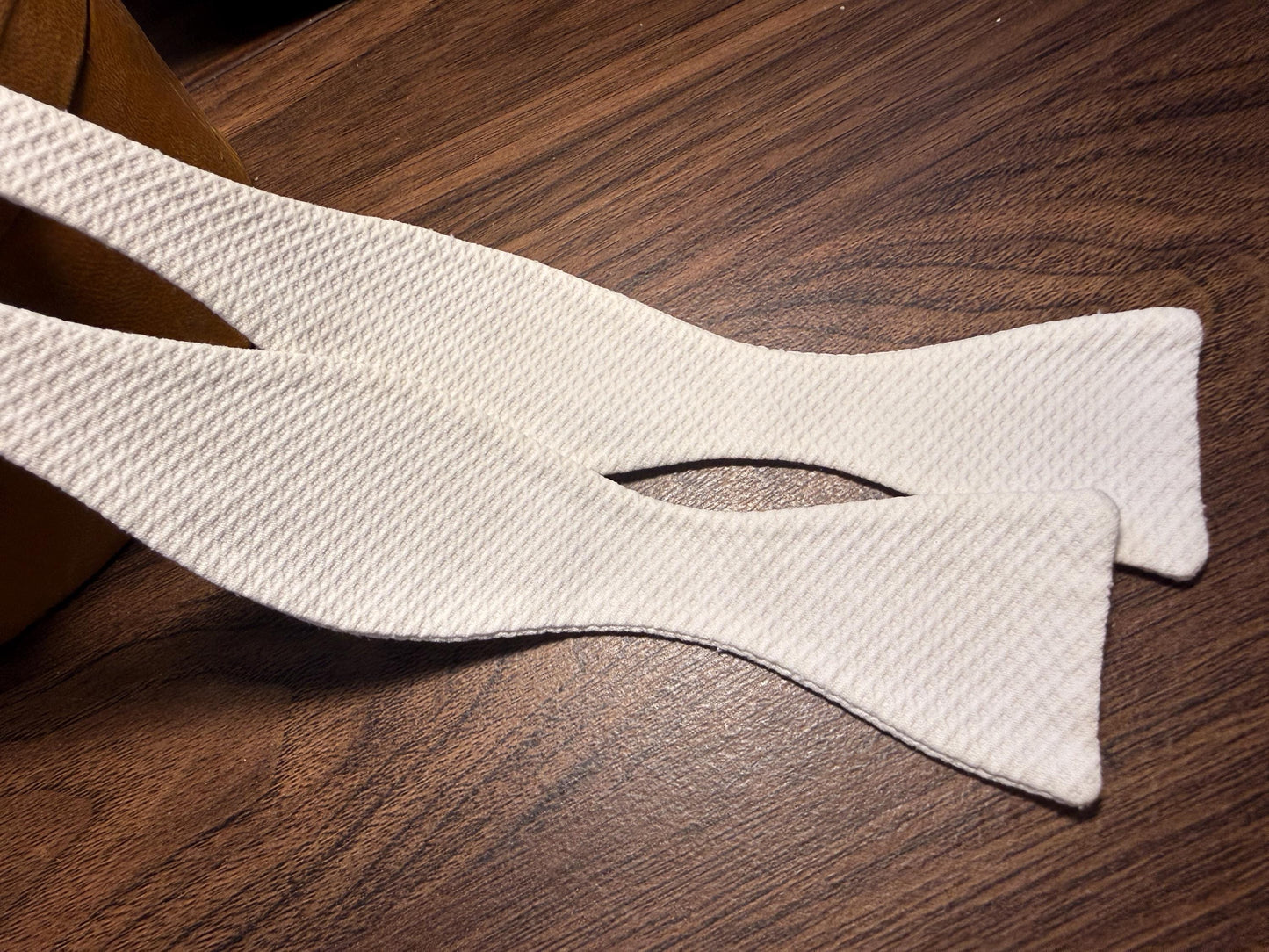 Vintage White Marcella Cotton Self-Tie Bow Tie | Piqué Weave Formalwear