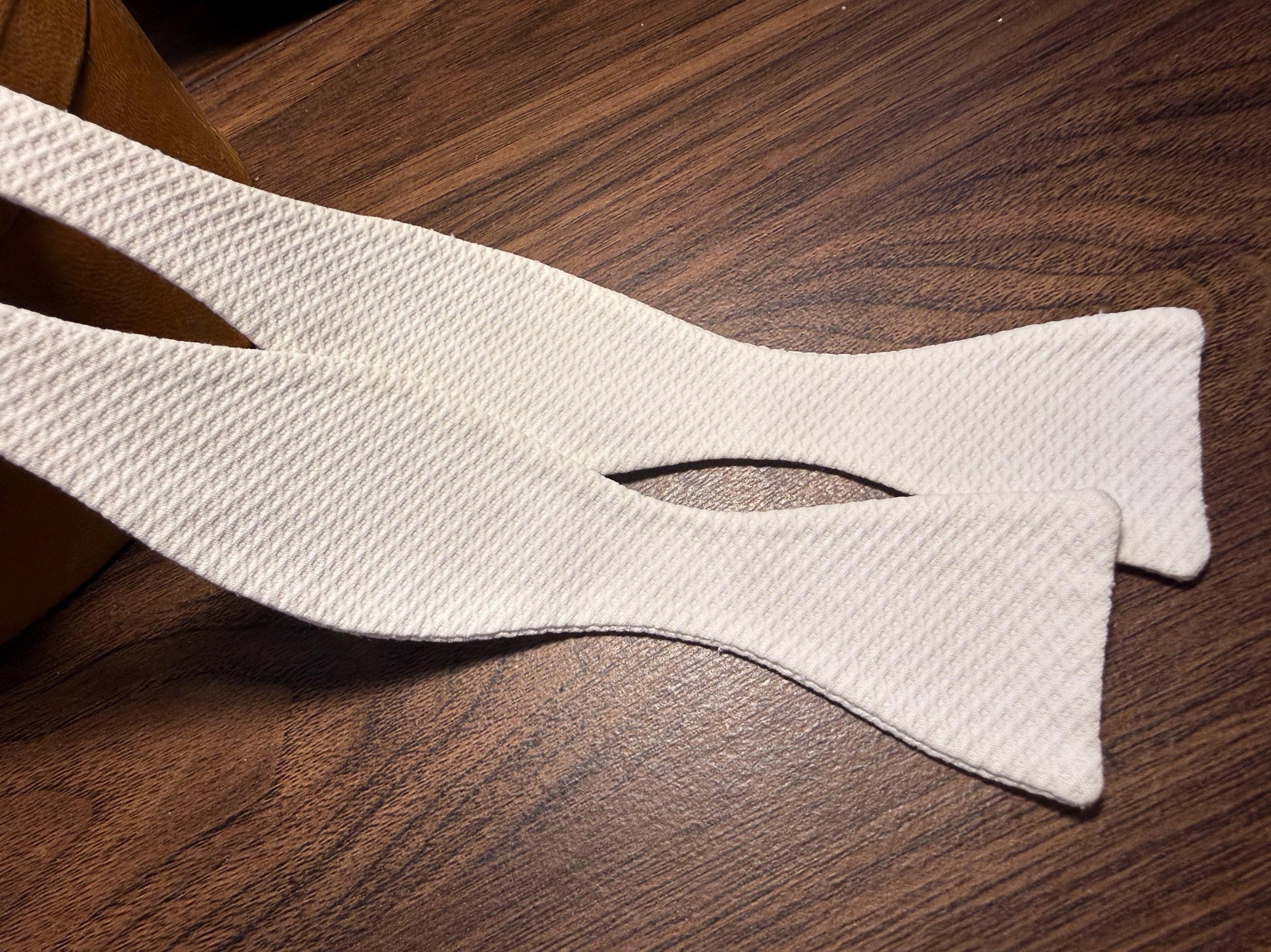 Vintage White Marcella Cotton Self-Tie Bow Tie | Piqué Weave Formalwear
