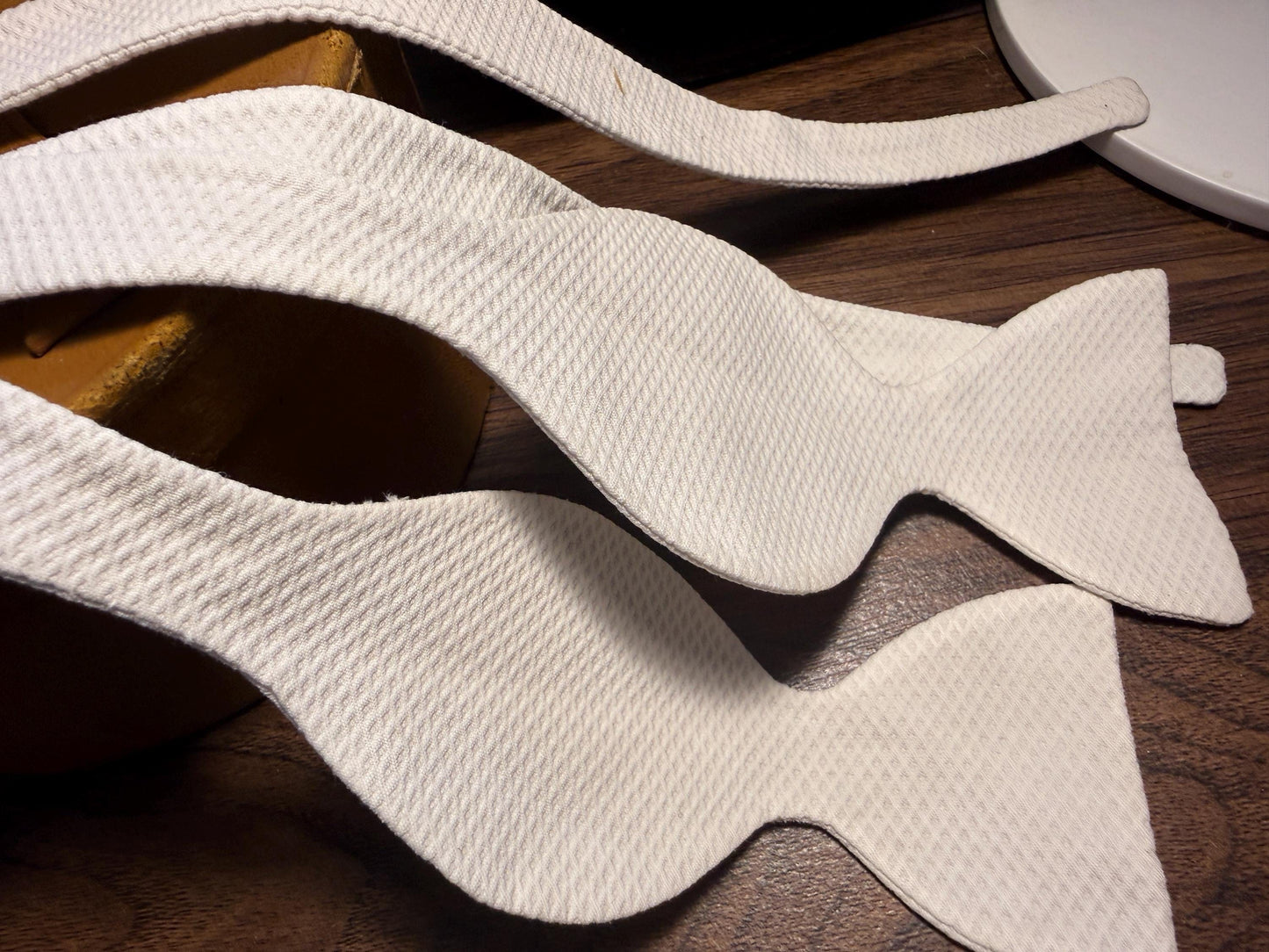 Vintage White Marcella Cotton Self-Tie Bow Tie | Piqué Weave Formalwear