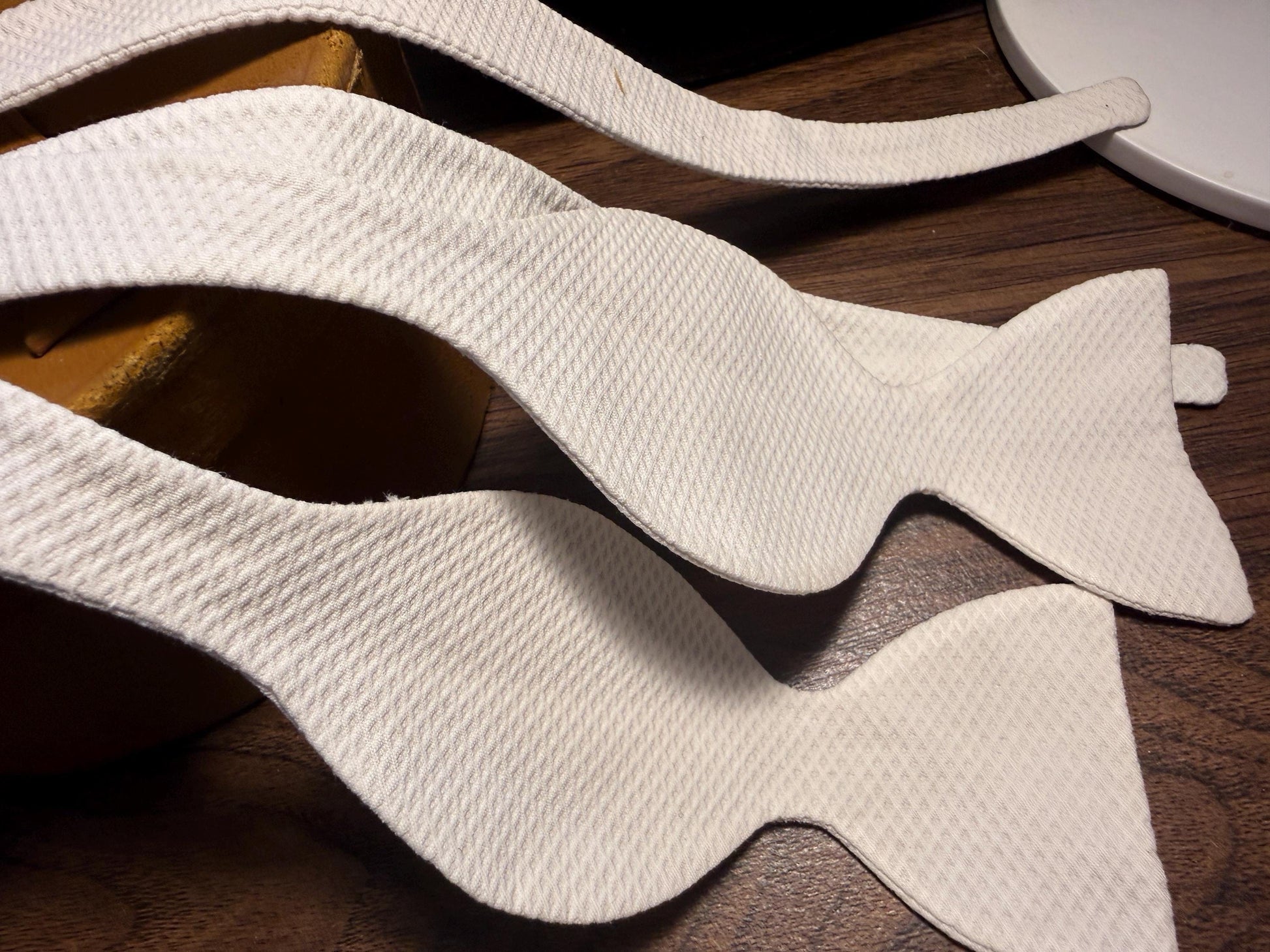 Vintage White Marcella Cotton Self-Tie Bow Tie | Piqué Weave Formalwear