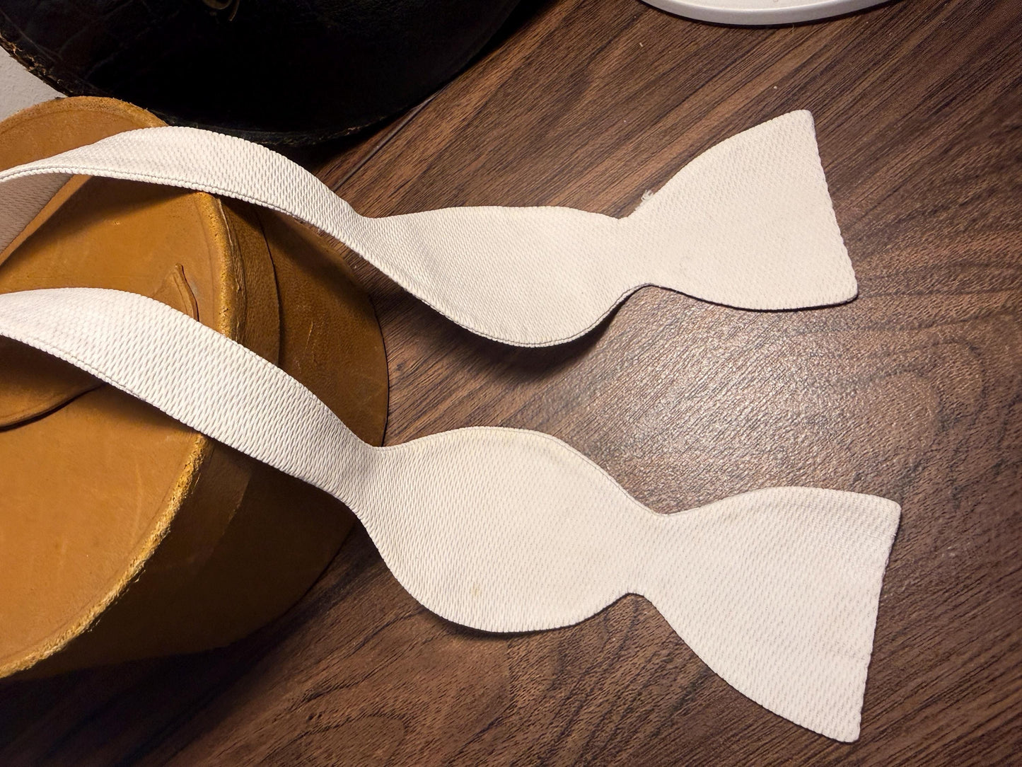 Vintage White Marcella Cotton Self-Tie Bow Tie | Piqué Weave Formalwear