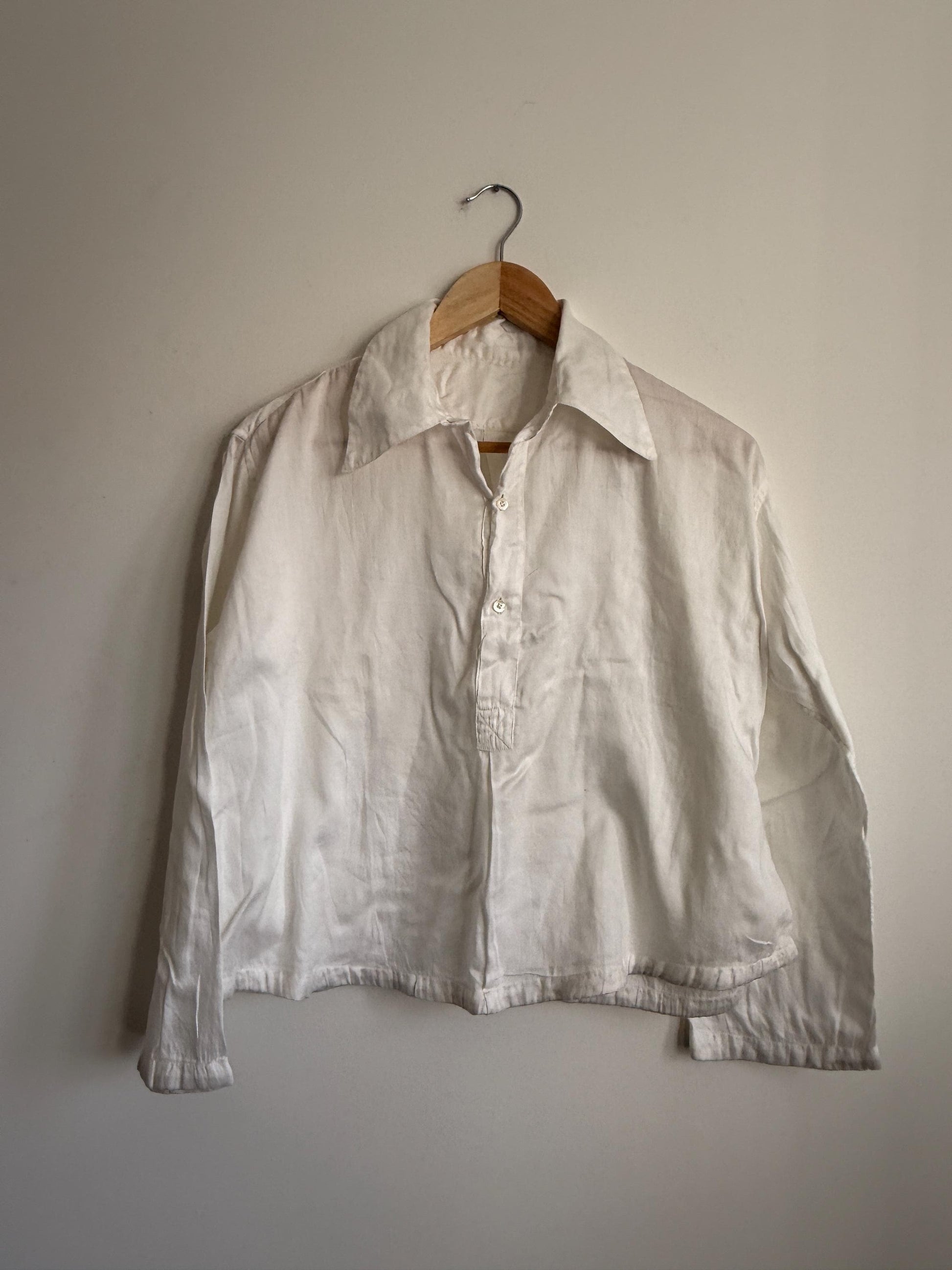 Vintage White Naval Style Cotton Drill Shirt British Sailor Pullover Work Shirt Maritime Military Style 1940s 1950s Utility Workwear Unisex