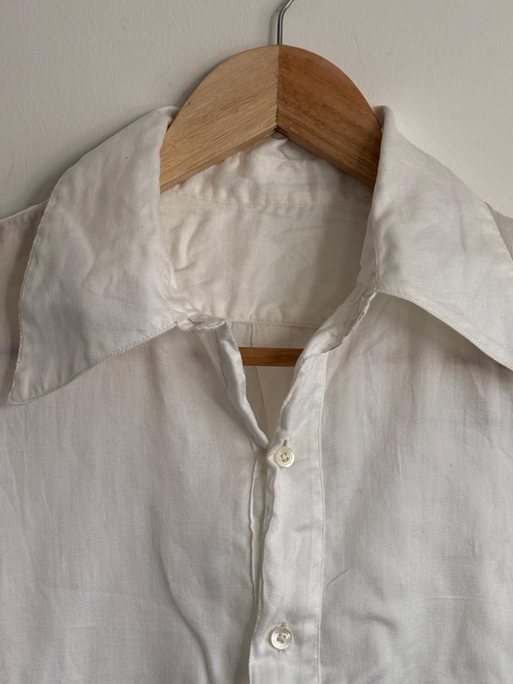 Vintage White Naval Style Cotton Drill Shirt British Sailor Pullover Work Shirt Maritime Military Style 1940s 1950s Utility Workwear Unisex