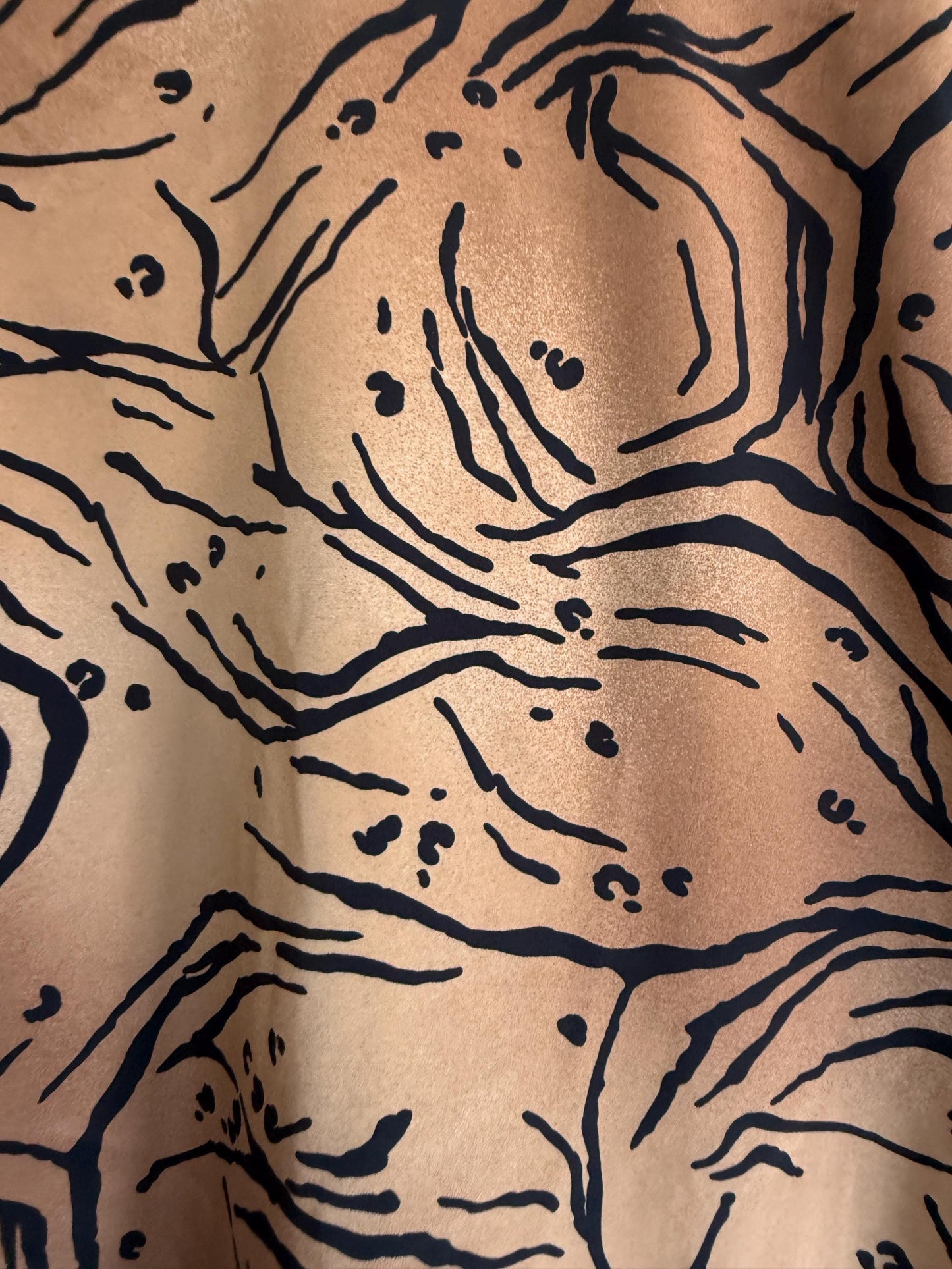 Vintage Windsmoor Abstract Pussy Bow Blouse | 80s Tan & Black Printed Shirt | Secretary Blouse | Long Sleeve Office Top | UK 12-14