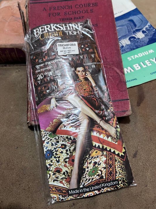 Vintage Womens Berkshire ultra fit Tan Tights Deadstock Tights Black and Brown Retro 60s 70s 1960s 1970s New in Packaging, vintage tights