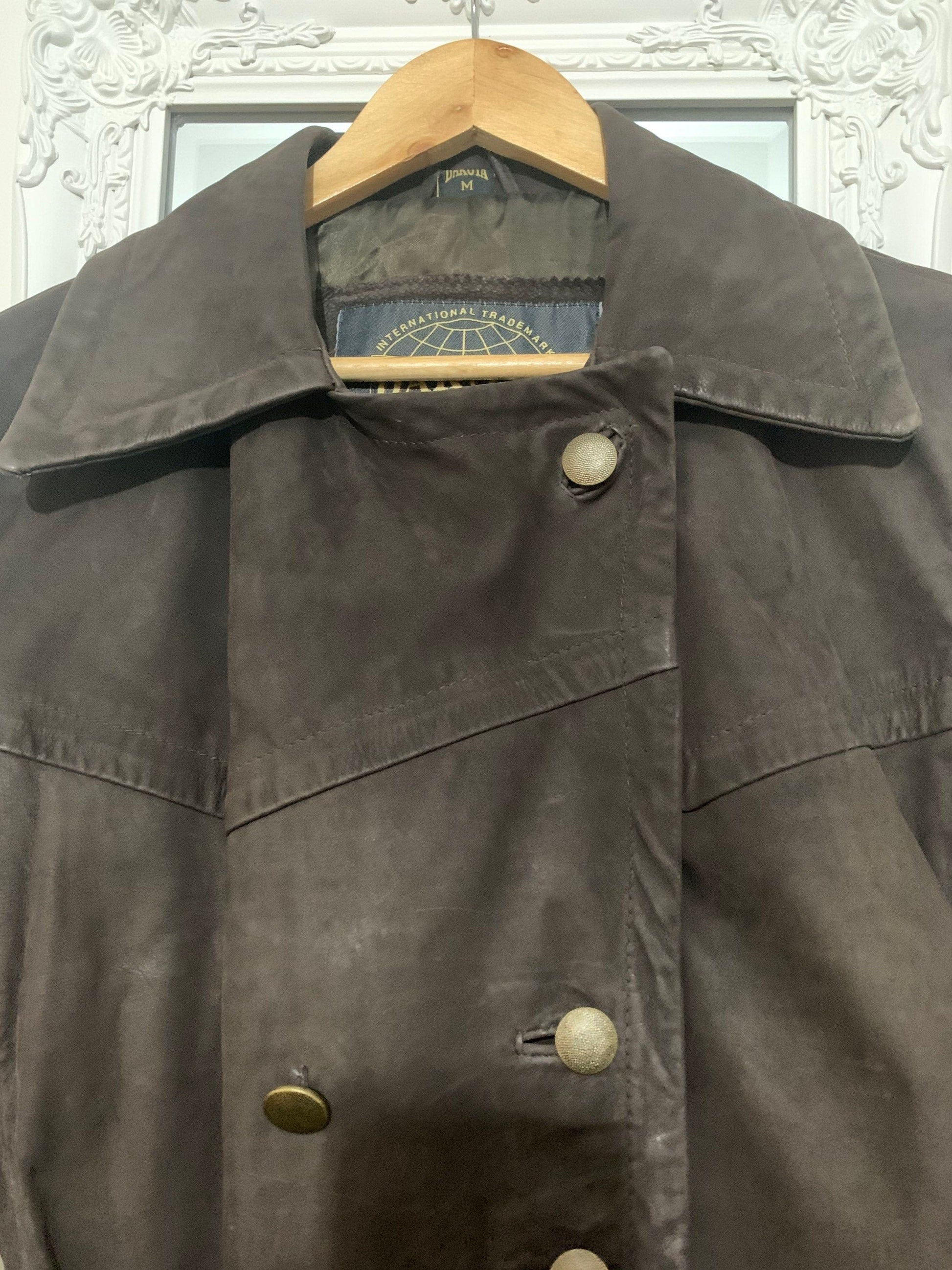Vintage womens brown Dakota Leather Biker Jacket/Coat