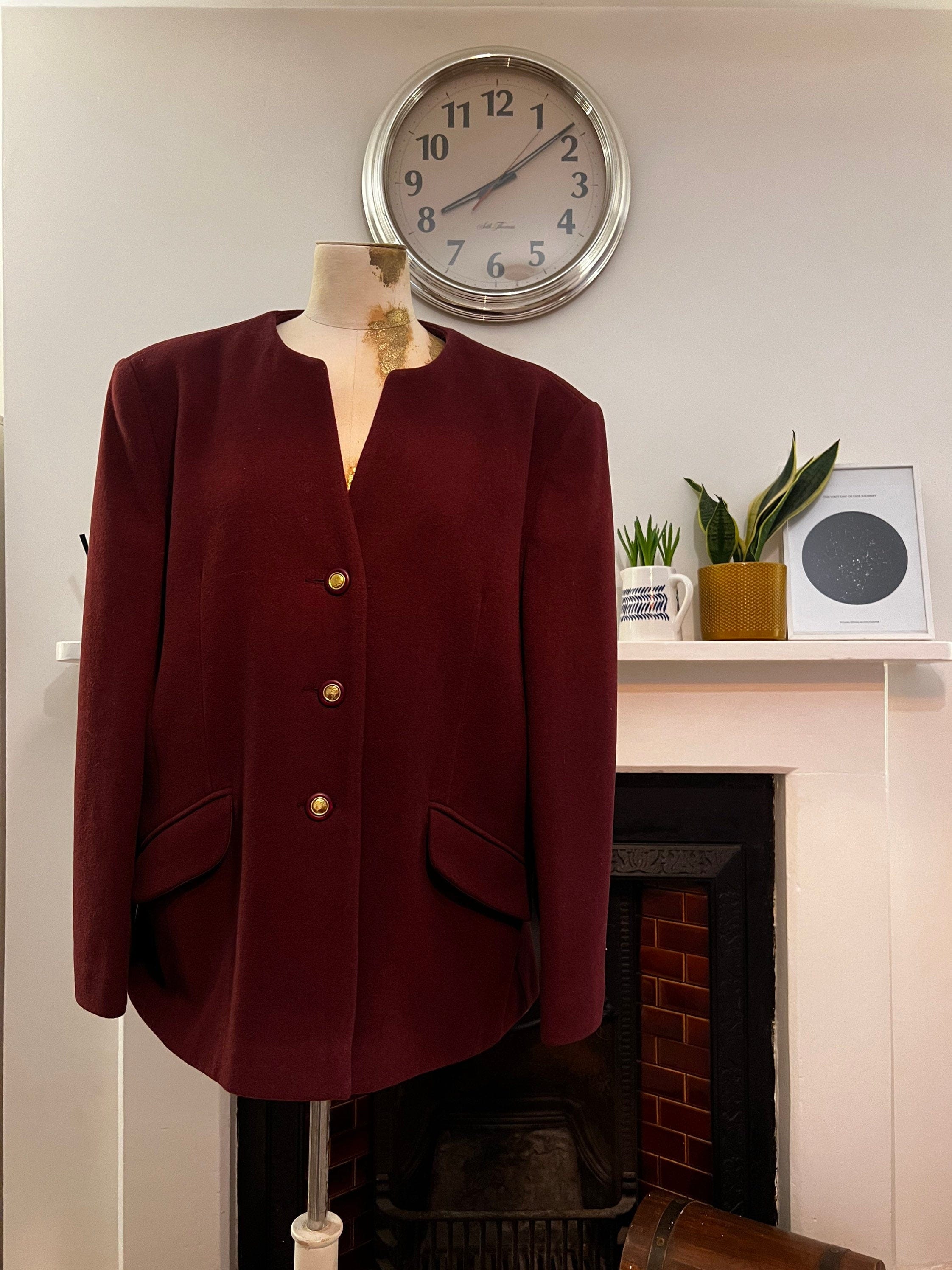 Vintage Womens Burgandy Blazer Jacket Pretty Vintage Boutique