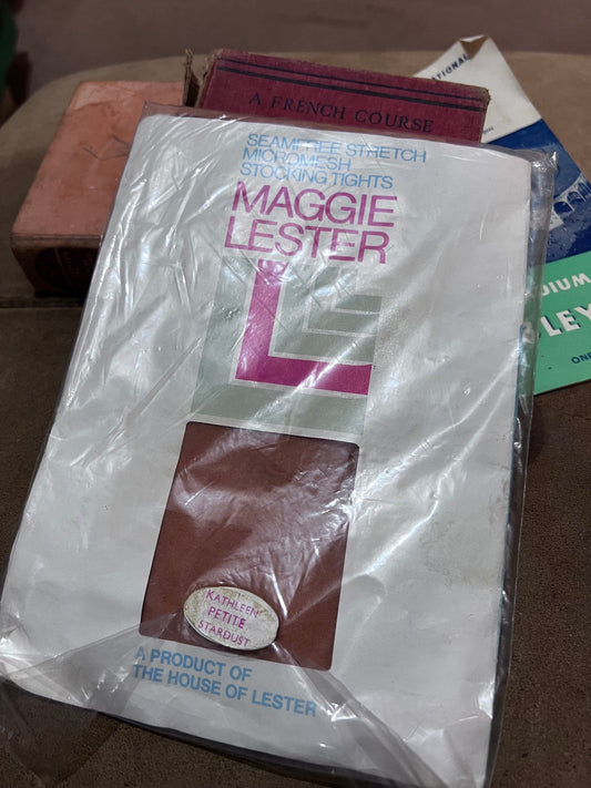 Vintage Womens light Tan Tights Deadstock Tights Brown Retro 60s 70s 1960s 1970s New in Packaging, vintage tights, vintage Maggie Lester