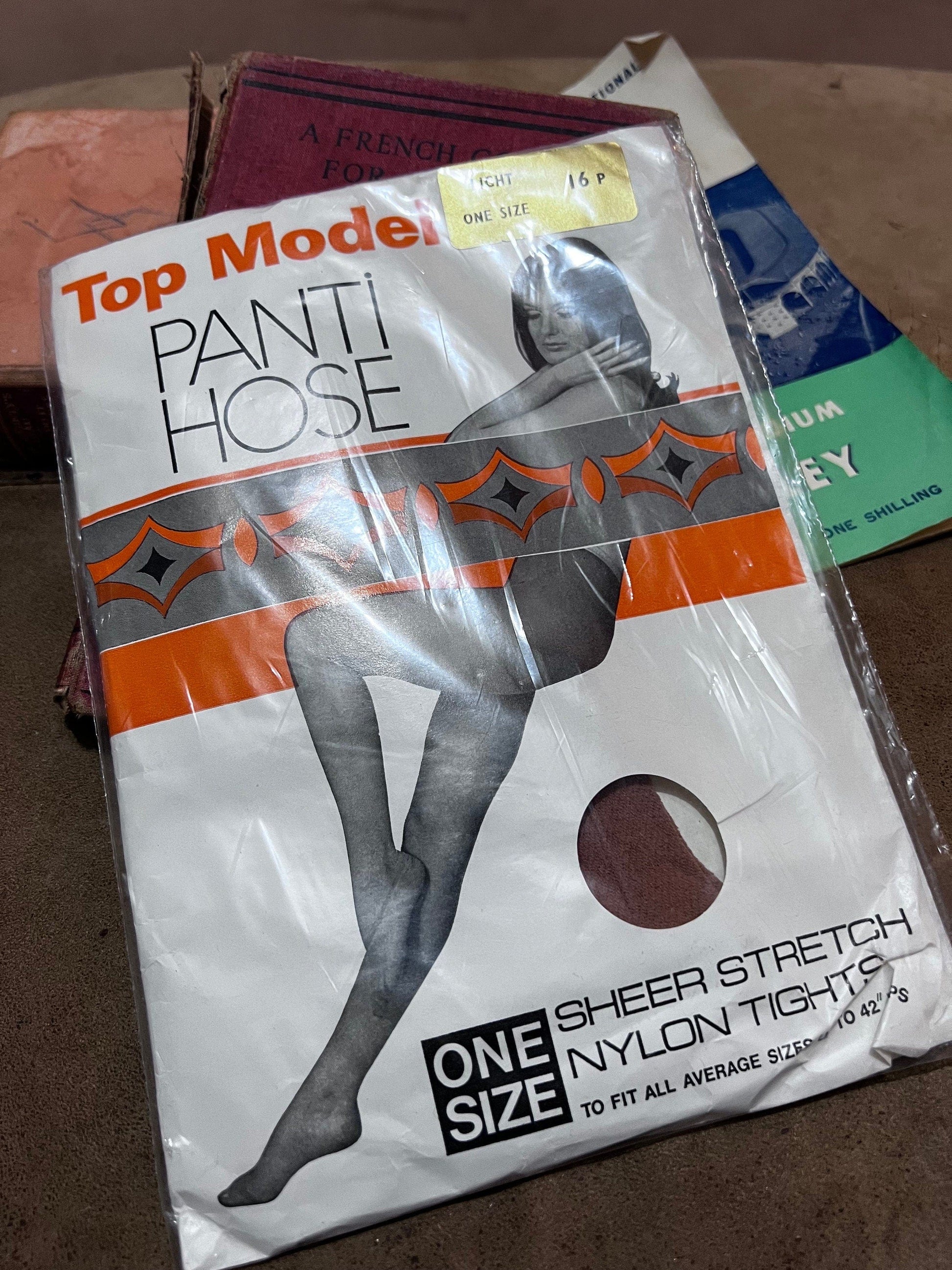 Vintage Womens light Tan Tights Deadstock Tights Brown Retro 60s 70s 1960s 1970s New in Packaging, vintage tights, vintage panty hose