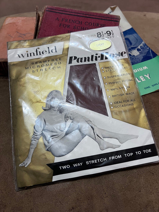Vintage Womens light Tan Tights Deadstock Tights Brown Retro 60s 70s 1960s 1970s New in Packaging, vintage tights, vintage Winfield