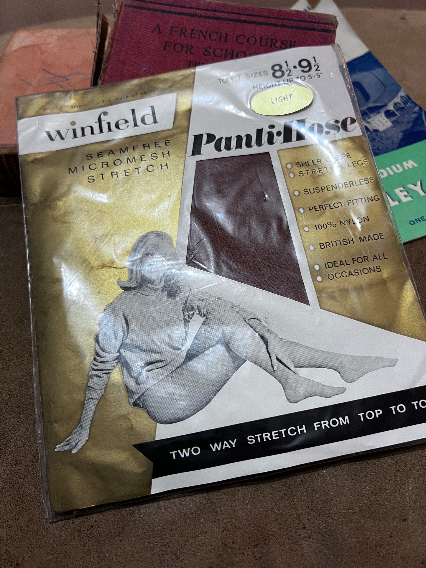Vintage Womens light Tan Tights Deadstock Tights Brown Retro 60s 70s 1960s 1970s New in Packaging, vintage tights, vintage Winfield