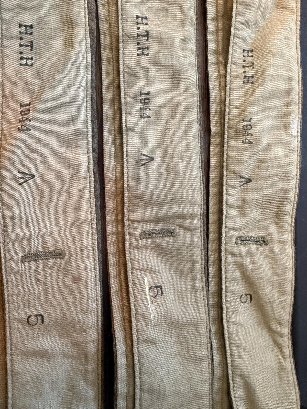 Vintage British Army Collars, mens vintage, 40s Mens WW2 Shirt Collars 1940s Khaki Collars detachable collars, HTH 1944 5 set of 5