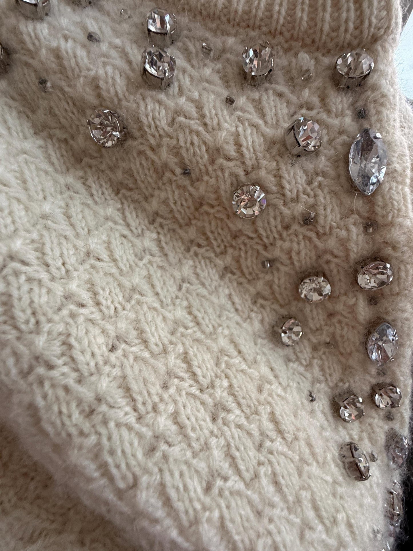 Vintage Y2K 90s Ezra Fitch Abercrombie & Fitch 100 Cashmere Crystal Embellished Cardigan 1950s style