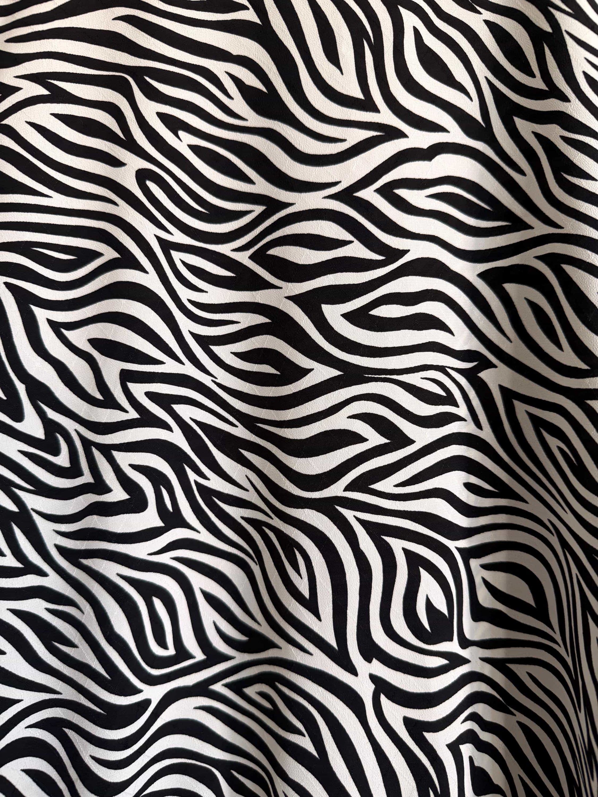 Vintage Zebra Print Blouse | Monochrome Animal Print Statement Top