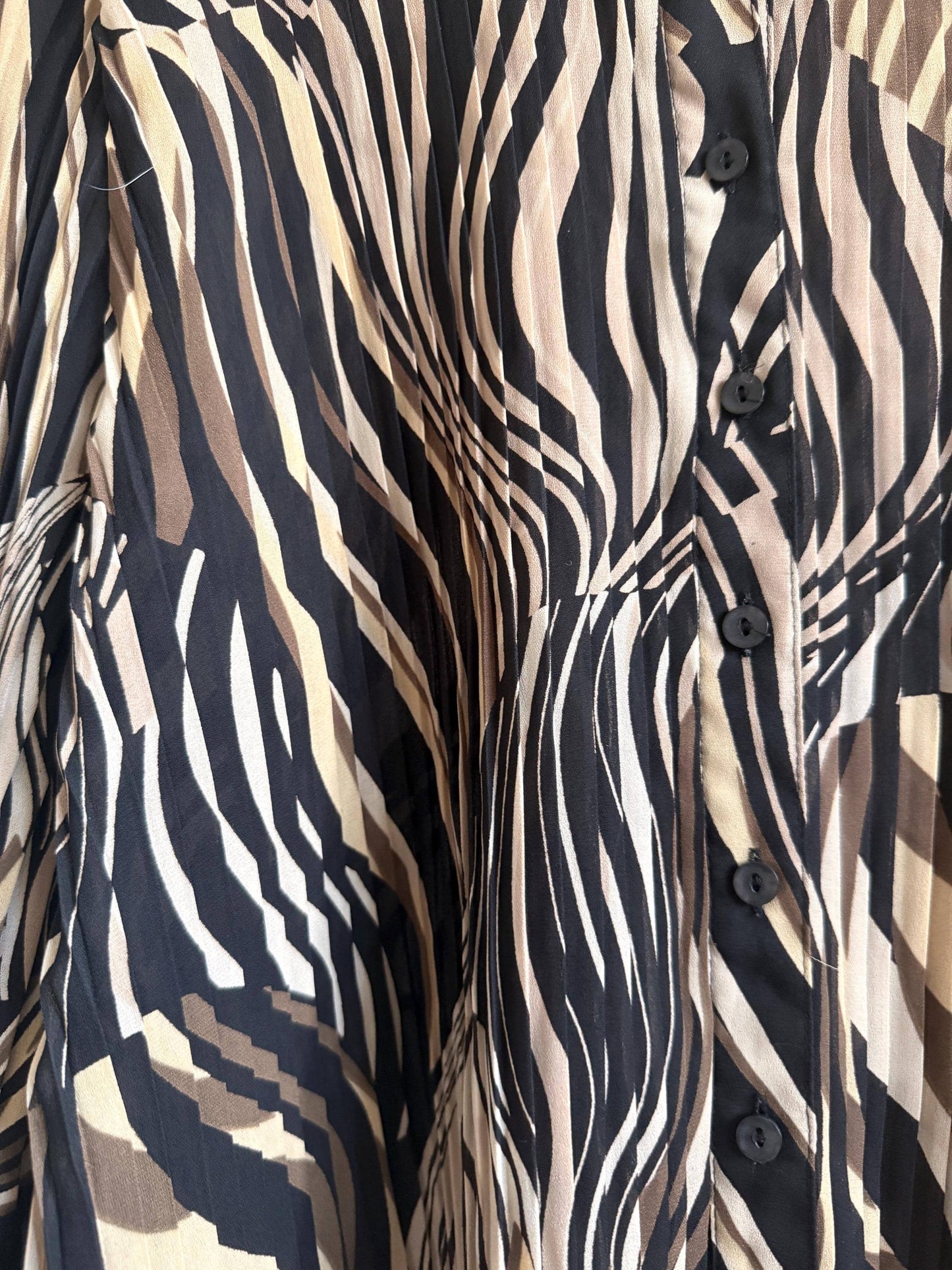 Vintage Zebra Print Pleated Blouse | Abstract Animal Print Y2K Top
